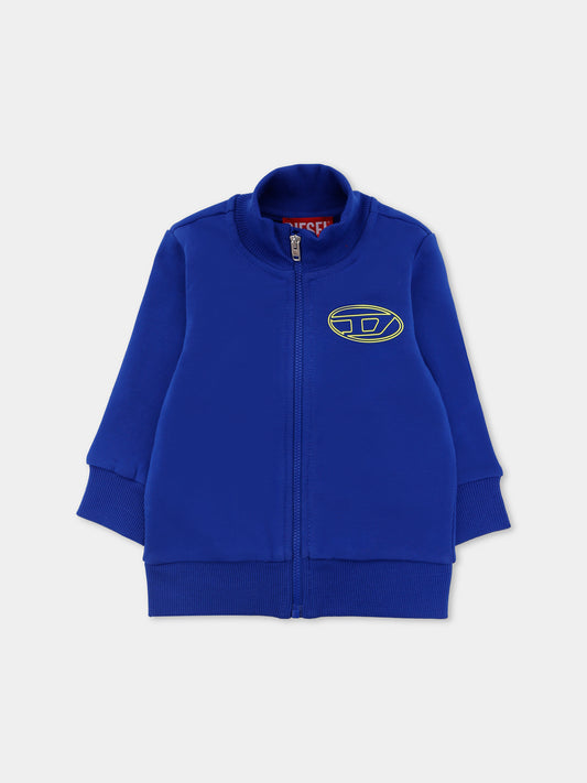 Felpa blu per neonato con logo,Diesel,K00697-KYAVF-K89G