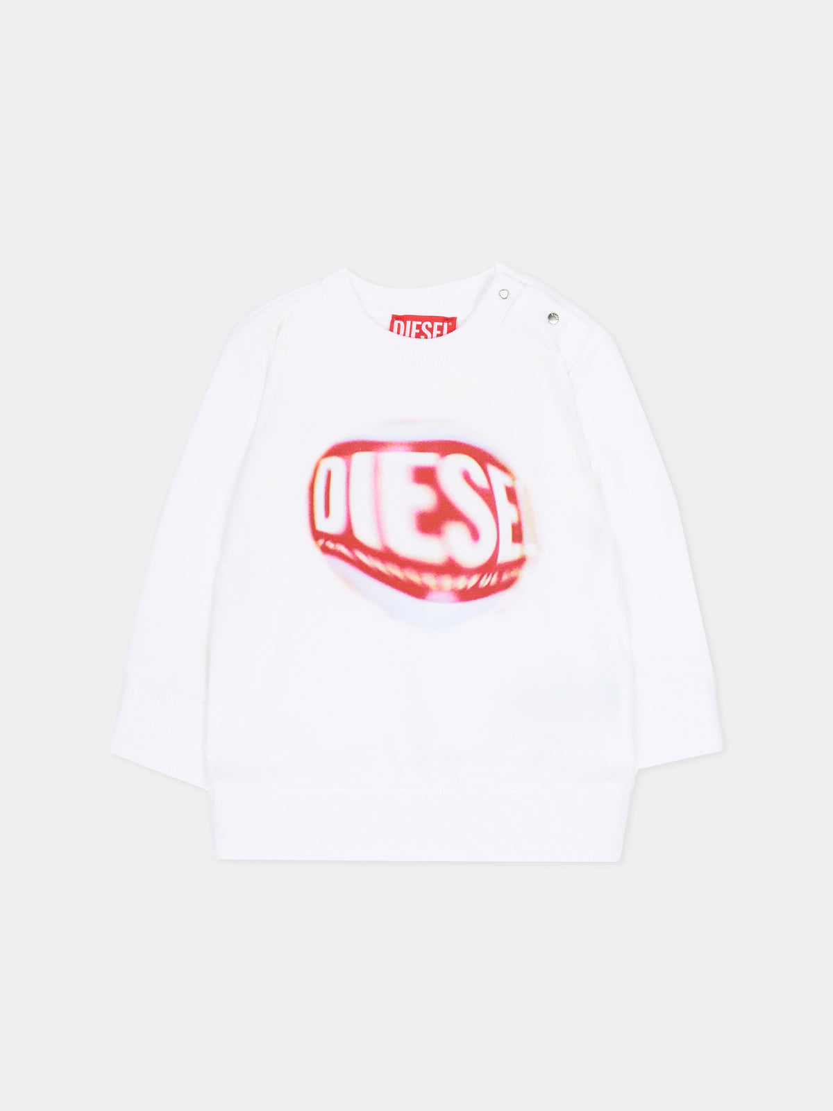 Felpa bianca per neonato con logo,Diesel,K00701-KYAVF-K100