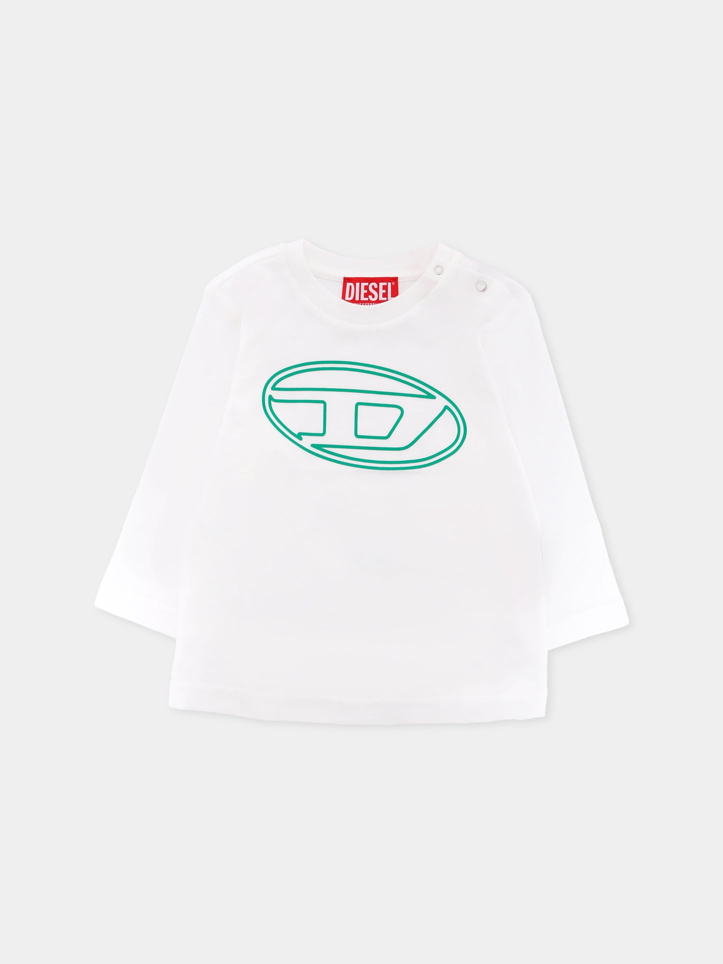 T-shirt bianca per neonato con logo,Diesel,K00712-00YI9-K1412