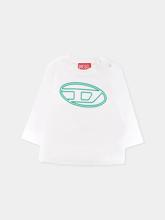 T-shirt bianca per neonato con logo,Diesel,K00712-00YI9-K1412