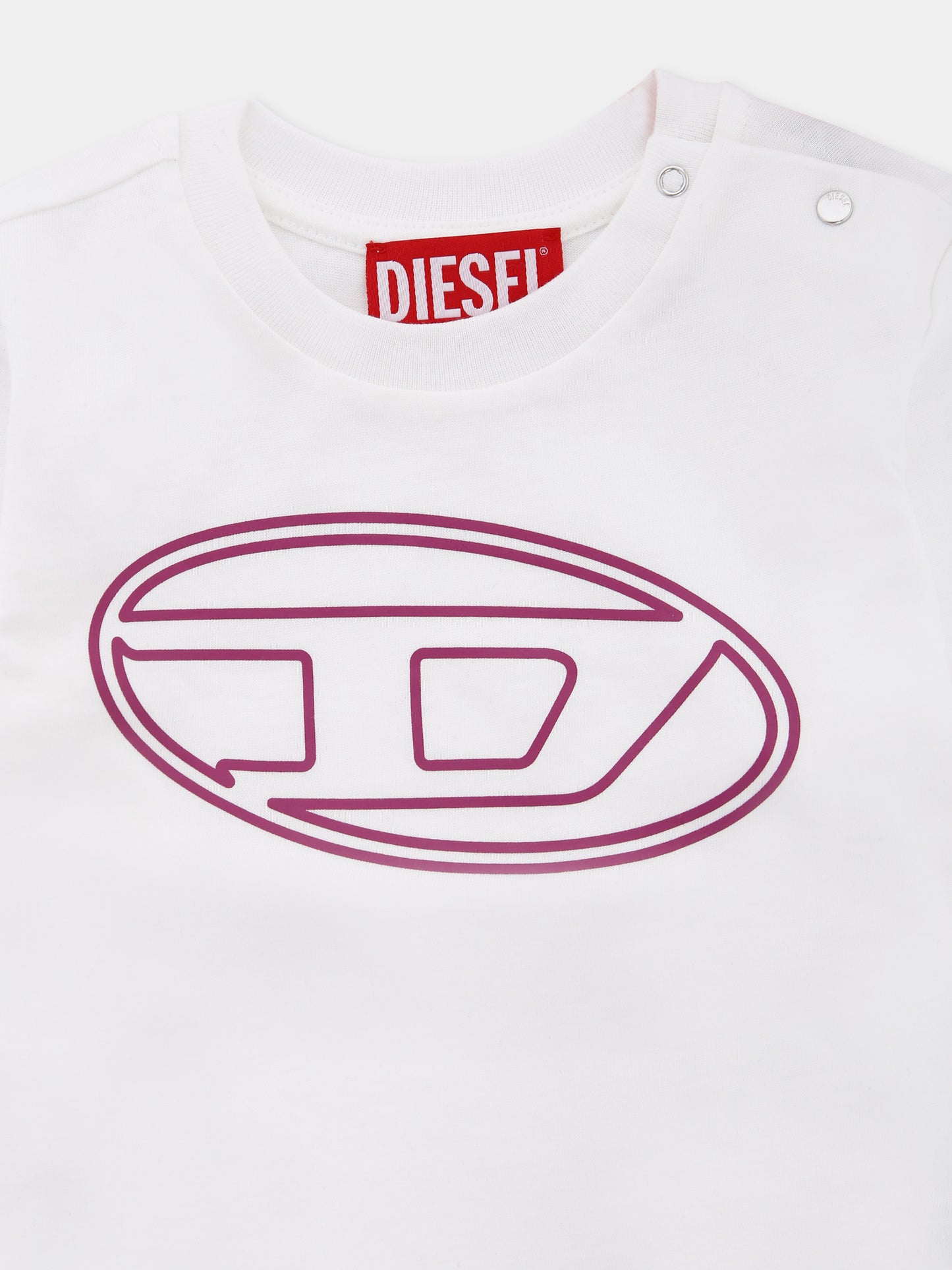 T-shirt bianca per neonata con logo,Diesel,K00712-00YI9-K1413