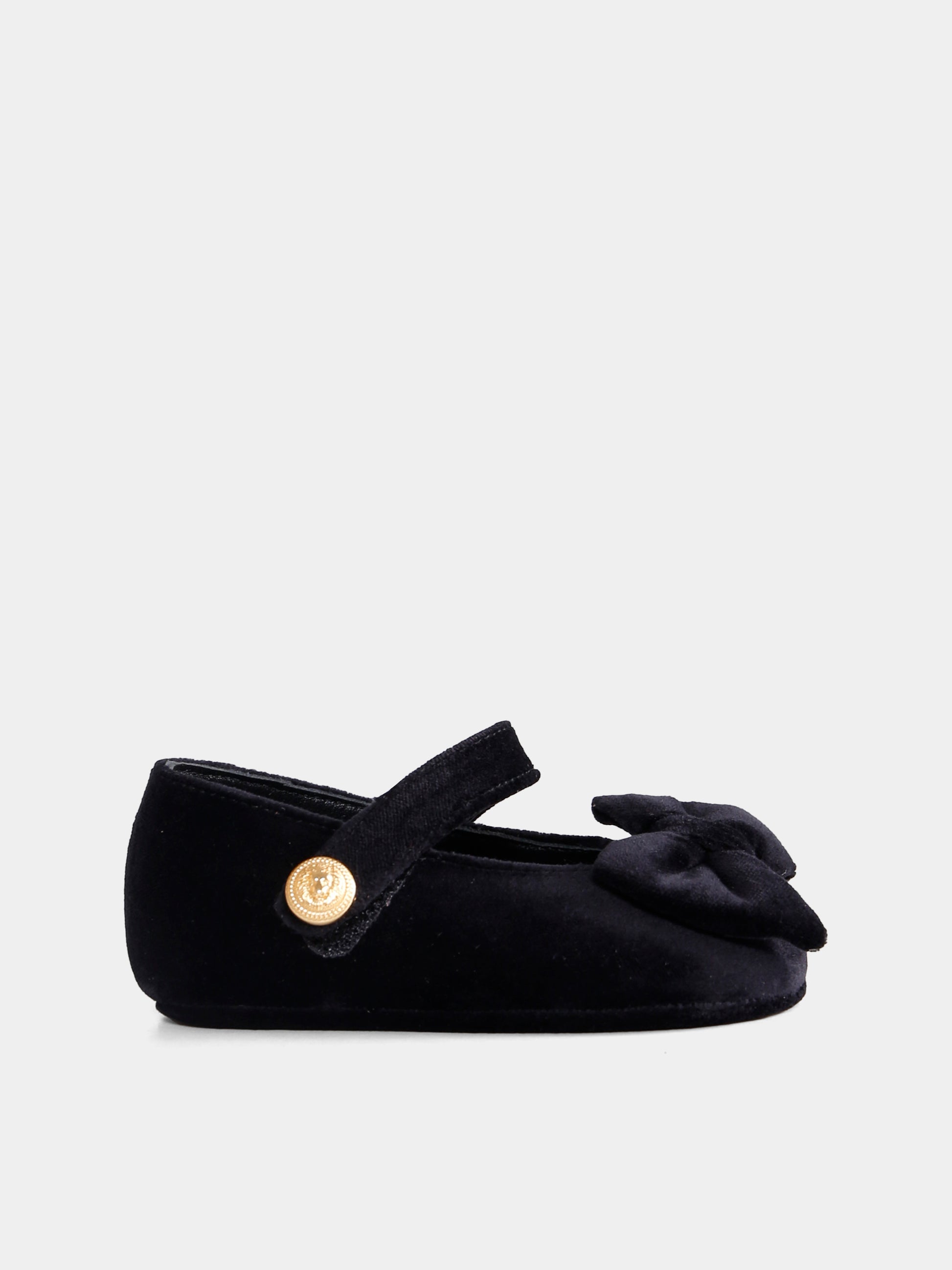 Ballerine nere per neonata con fiocco,Balmain Kids,BX0006-V0082 930OR