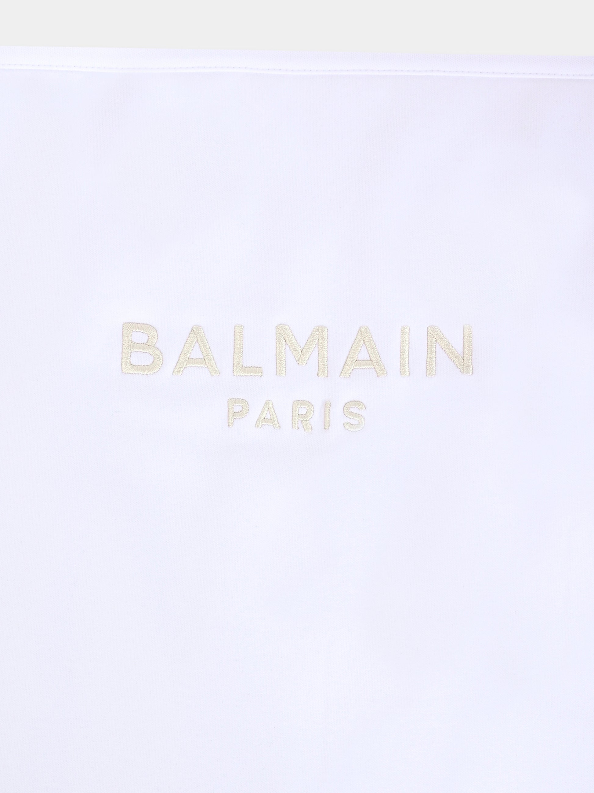 Coperta bianca per neonati con logo,Balmain Kids,BX0510-Z3278 100BG