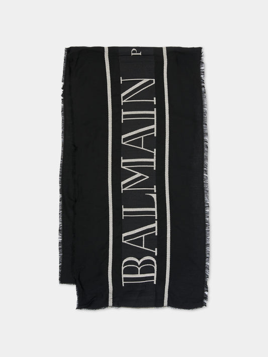 Black scarf for kids with logo