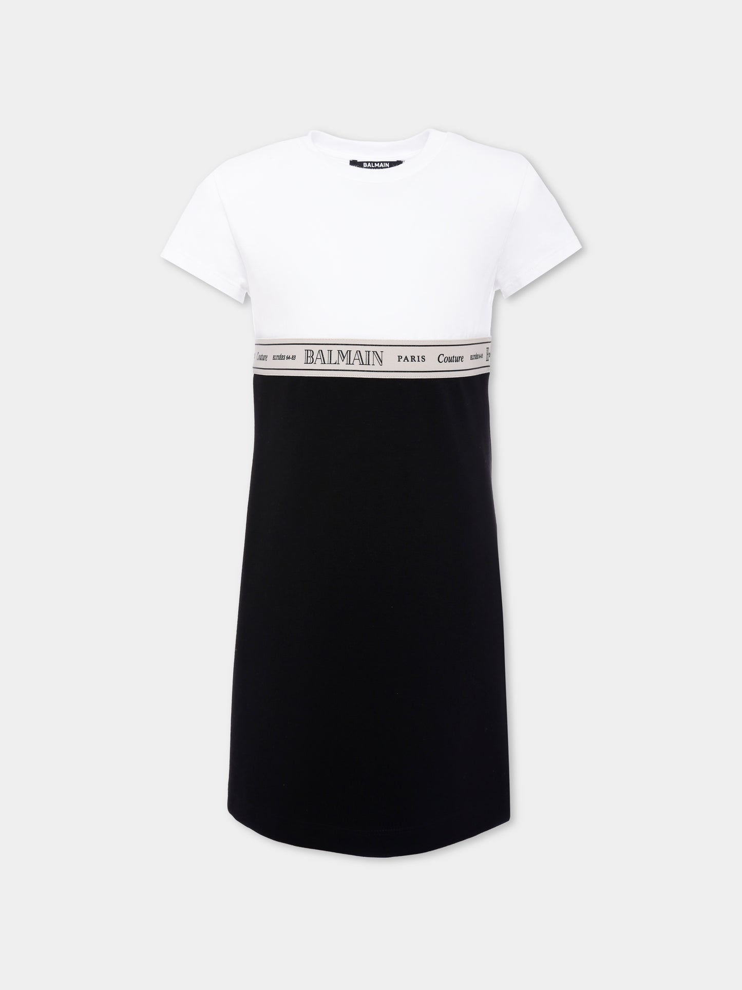 Vestito nero per bambina con logo,Balmain Kids,BX1B91-J0371 930BC