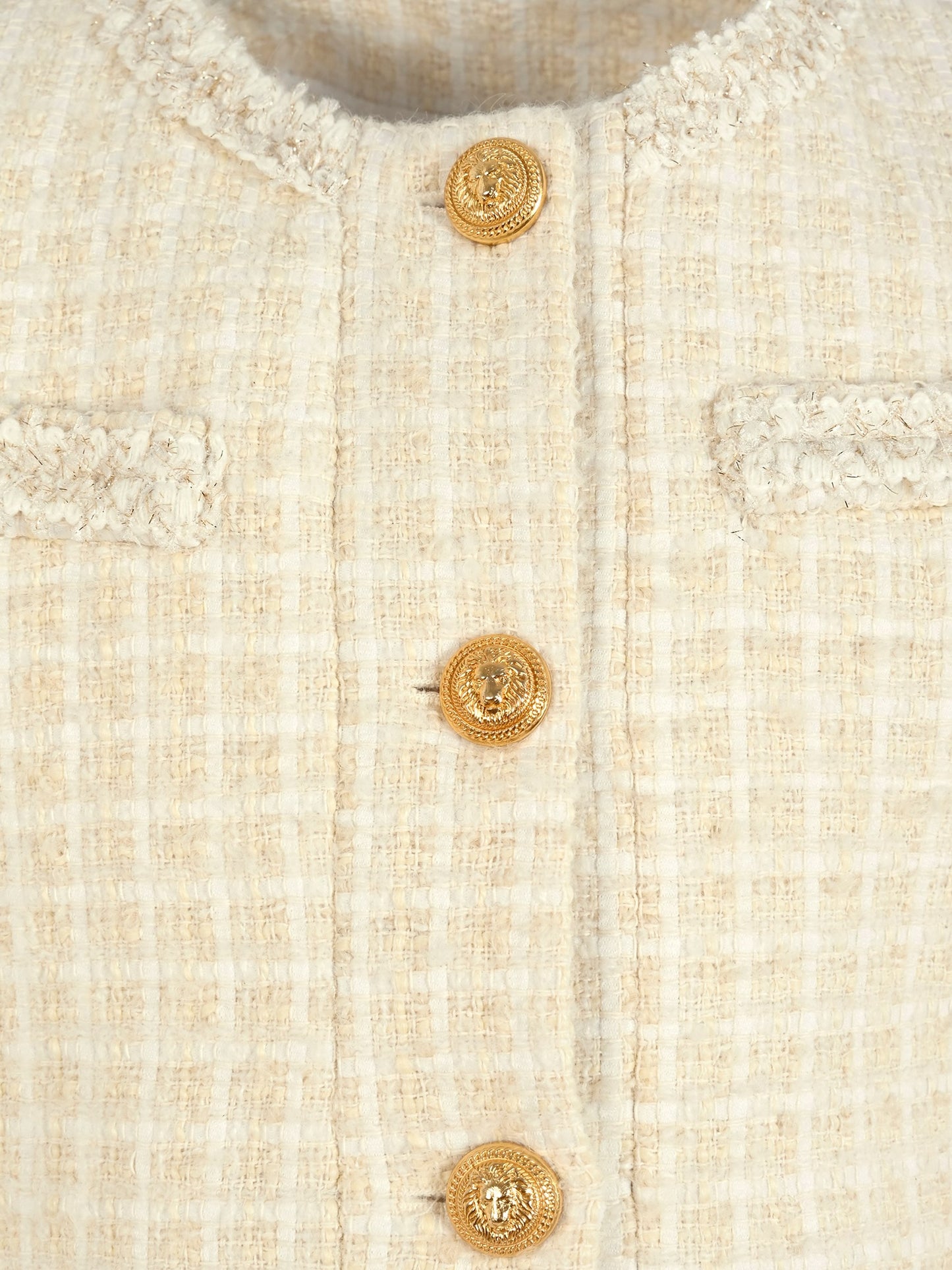 Giacca crop beige per bambina,Balmain Kids,BX2A64-E0228 109AV