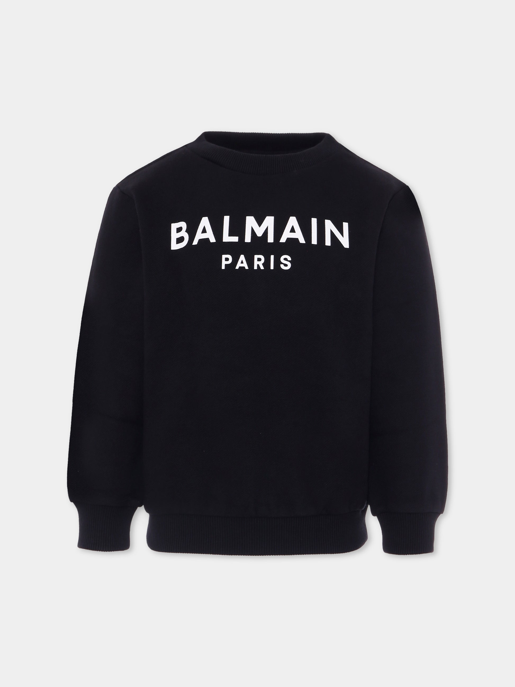 Felpa nera per bambini con logo,Balmain Kids,BX4P10-Z3183 930BC