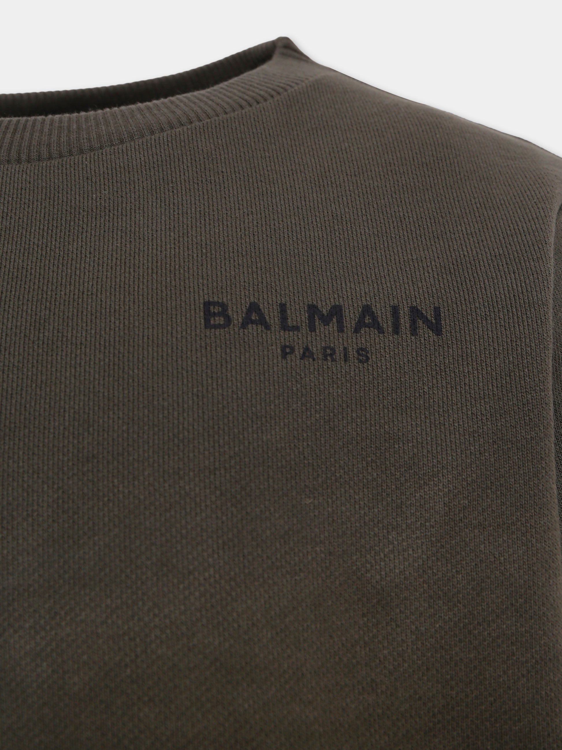 Felpa verde per bambino con logo,Balmain Kids,BX4P30-Z3183 762NE