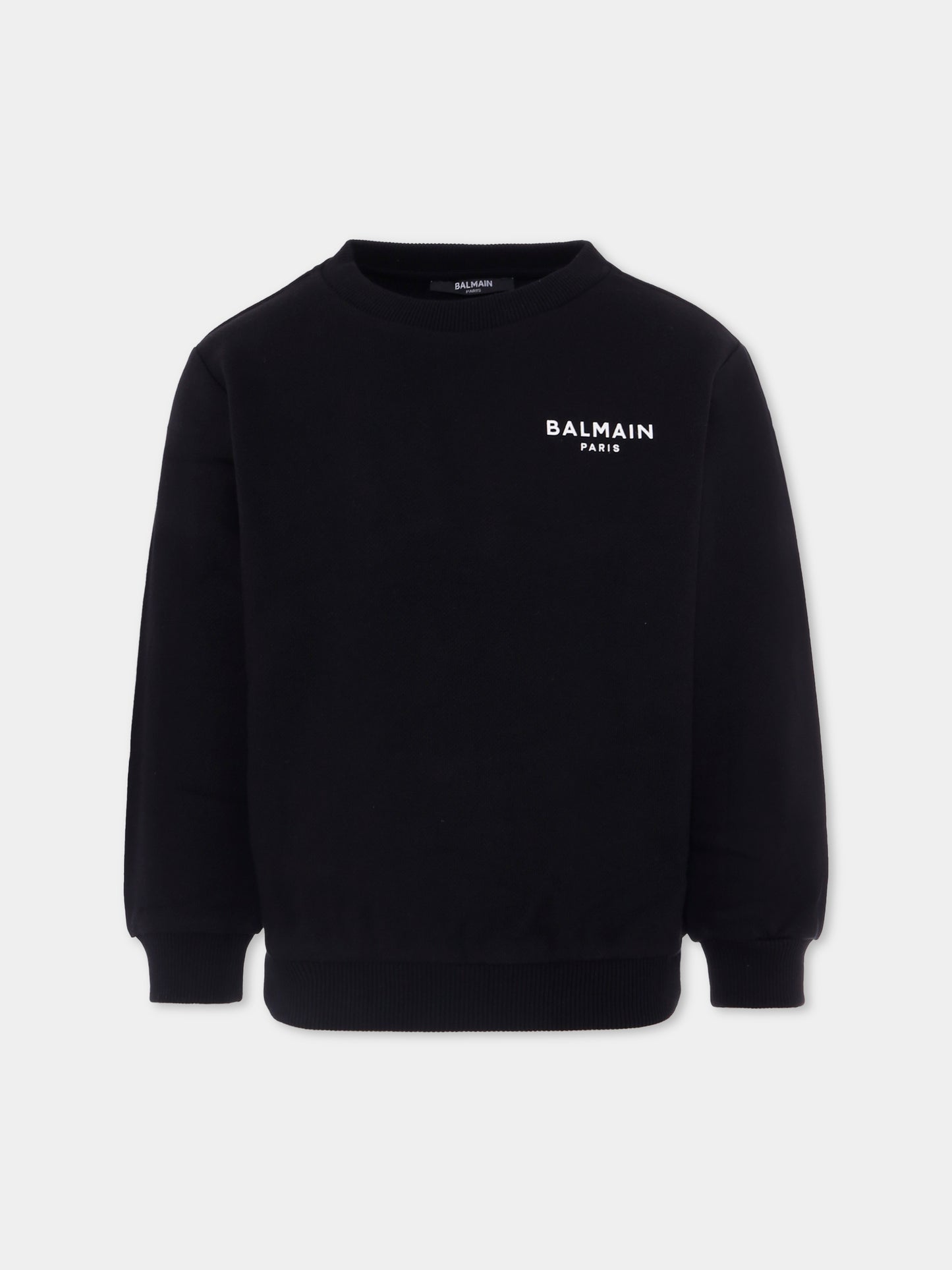 Felpa nera per bambini con logo,Balmain Kids,BX4P30-Z3183 930BC