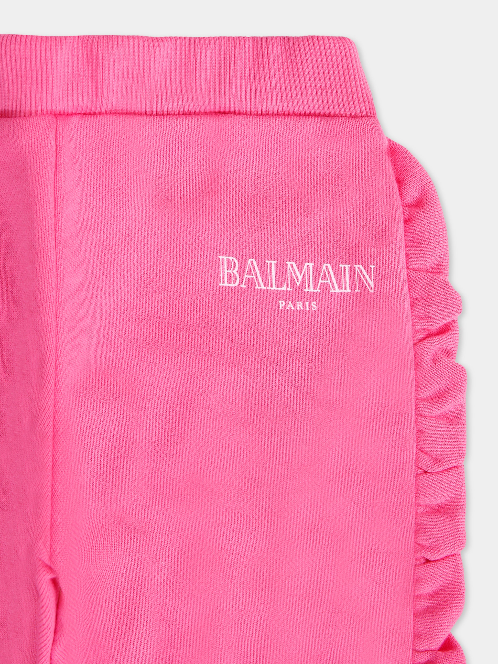 Pantaloni rosa per neonata con logo,Balmain Kids,BX6040-Z3183 51PRS