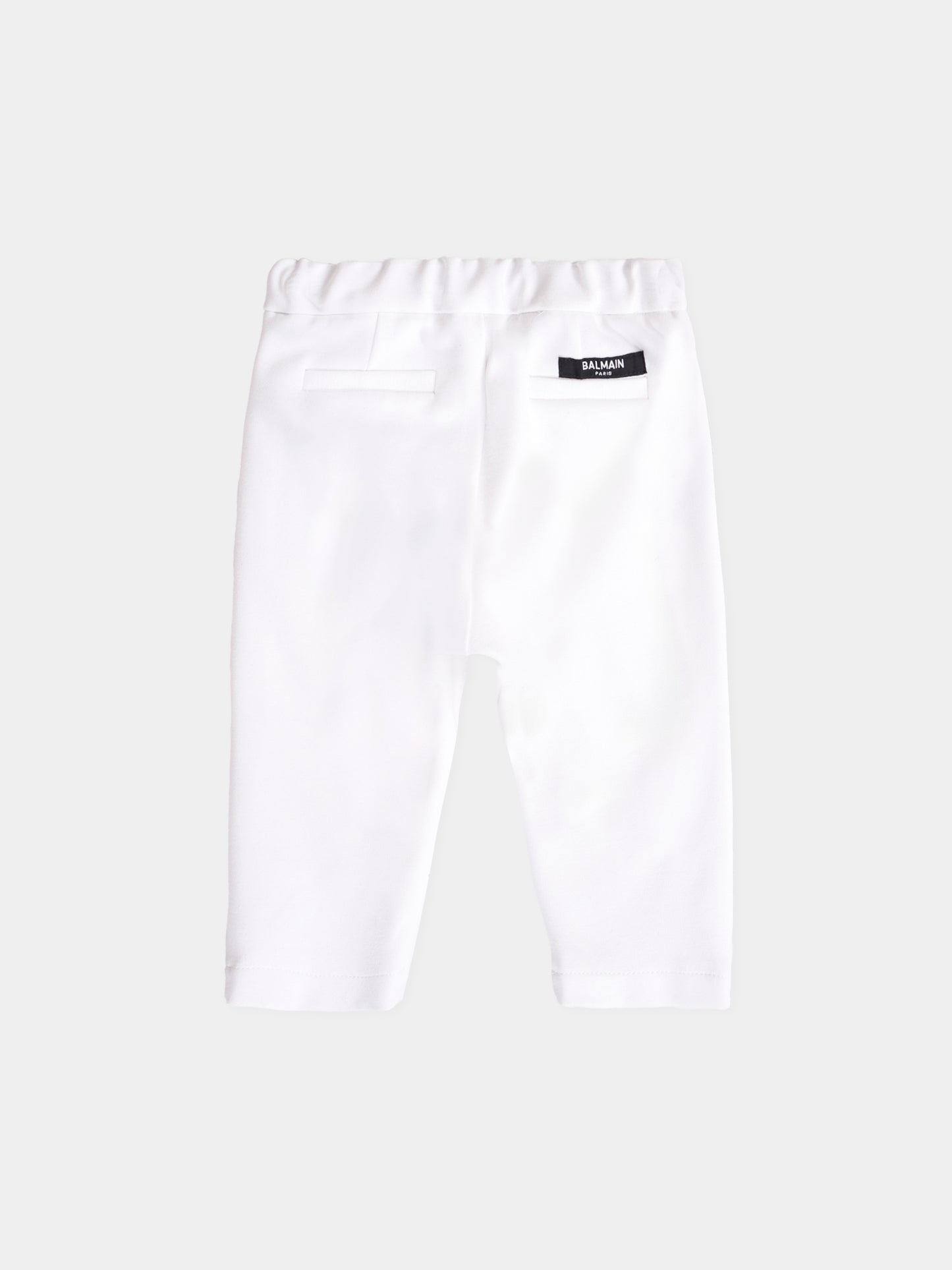 Pantaloni bianchi per neonato con logo,Balmain Kids,BX6520-J0371 100AG