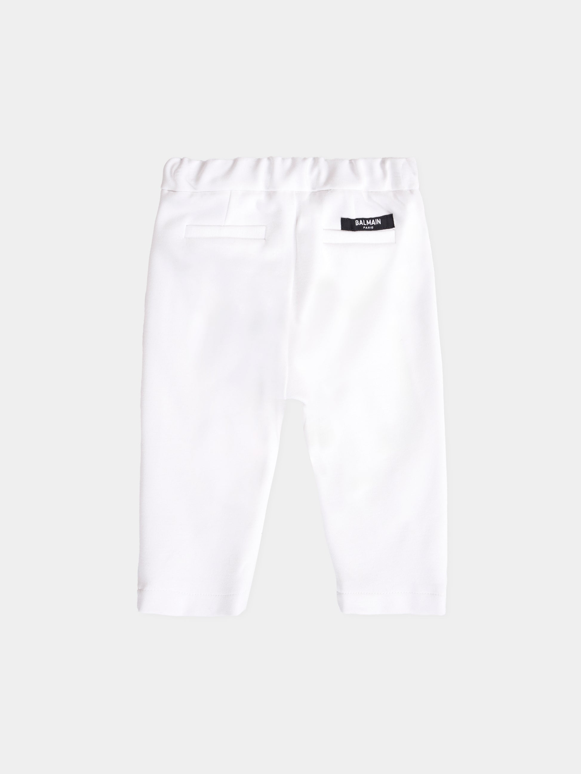 Pantaloni bianchi per neonato con logo,Balmain Kids,BX6520-J0371 100AG