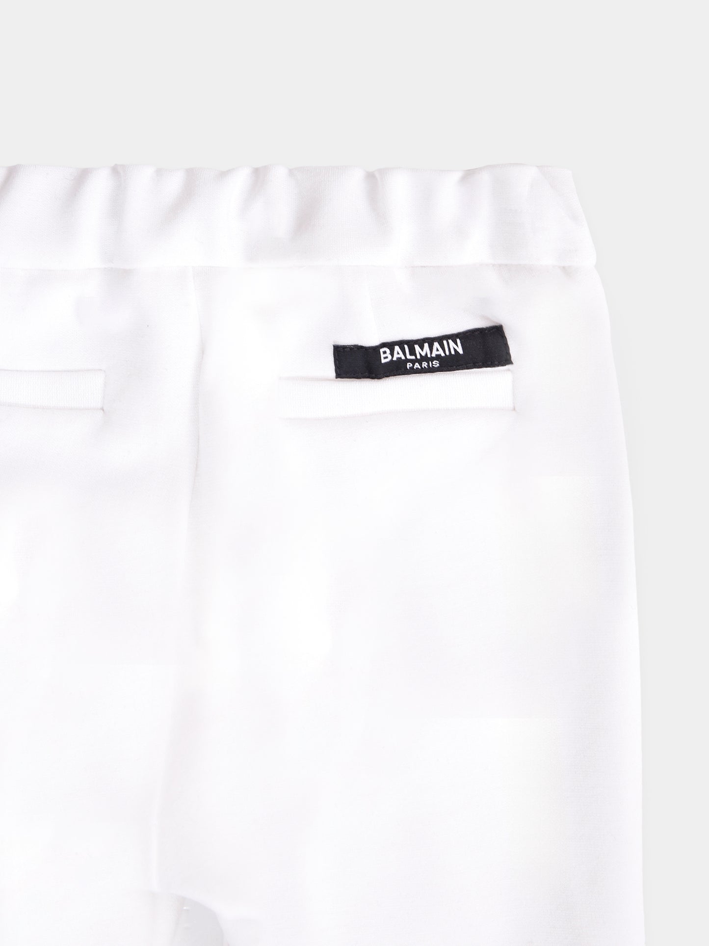 Pantaloni bianchi per neonato con logo,Balmain Kids,BX6520-J0371 100AG