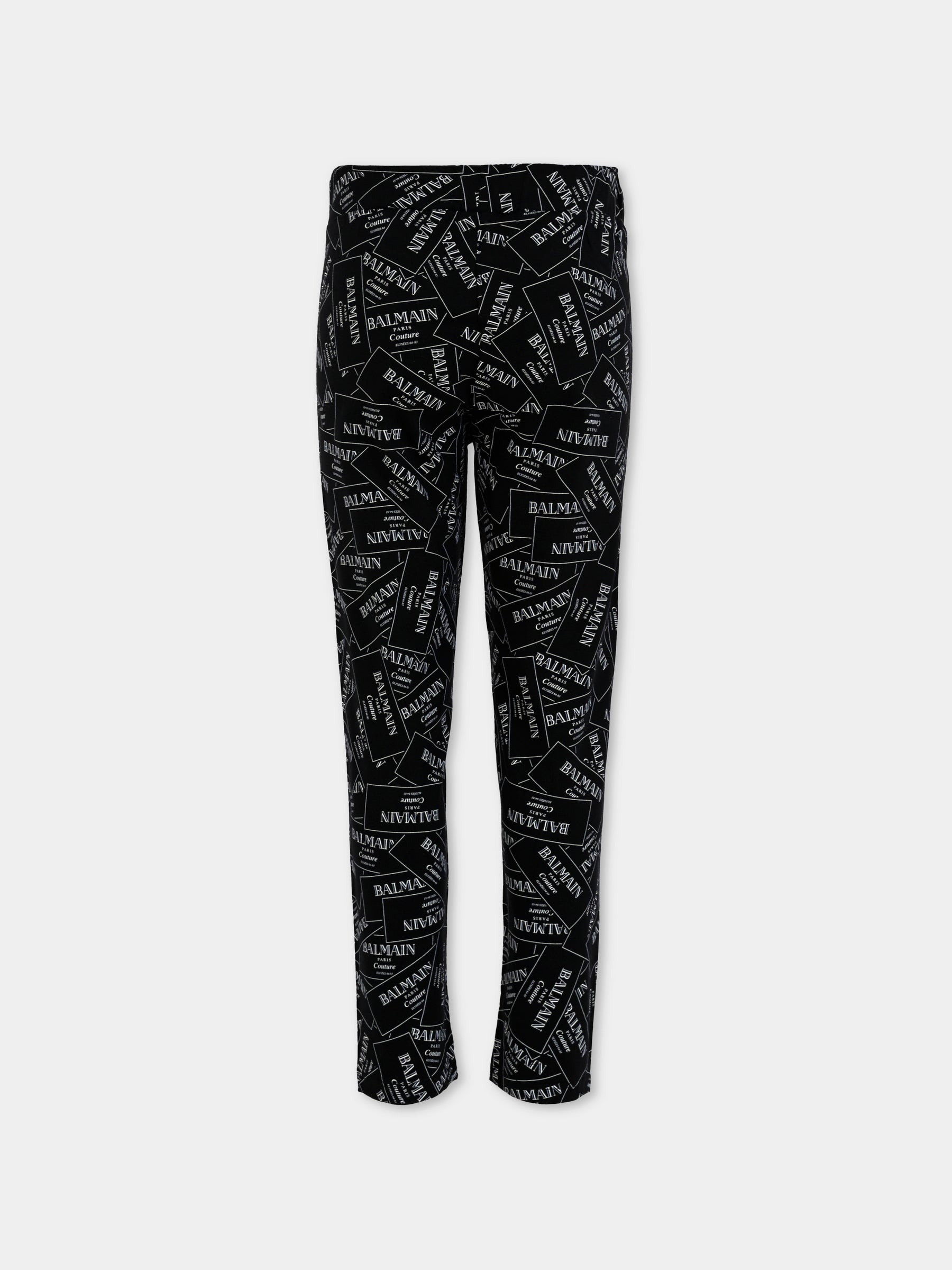 Leggings neri per bambina con logo,Balmain Kids,BX6C00-Z3332 930BC
