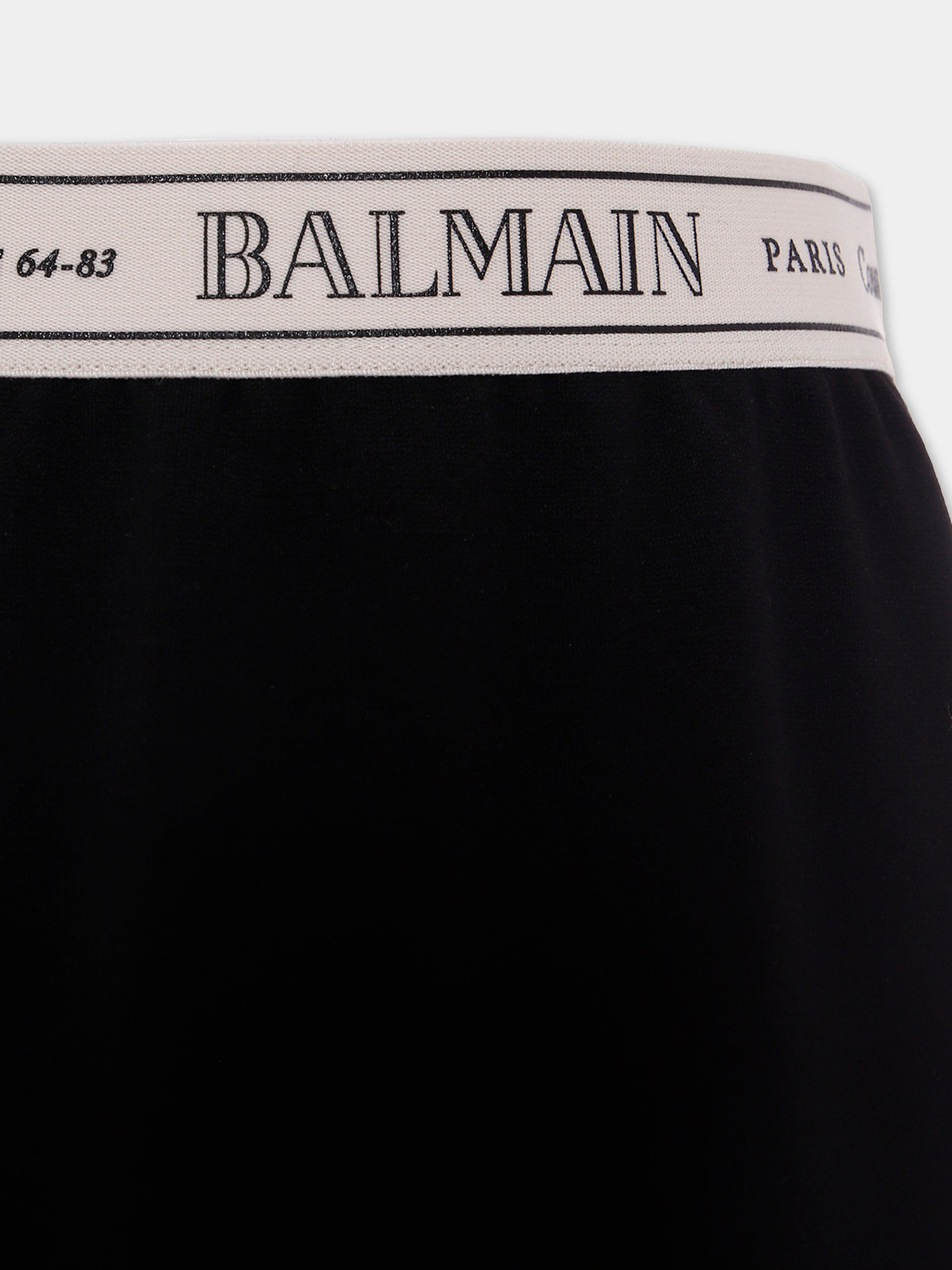 Gonna nera per bambina con logo,Balmain Kids,BX7A34-J0371 930AV