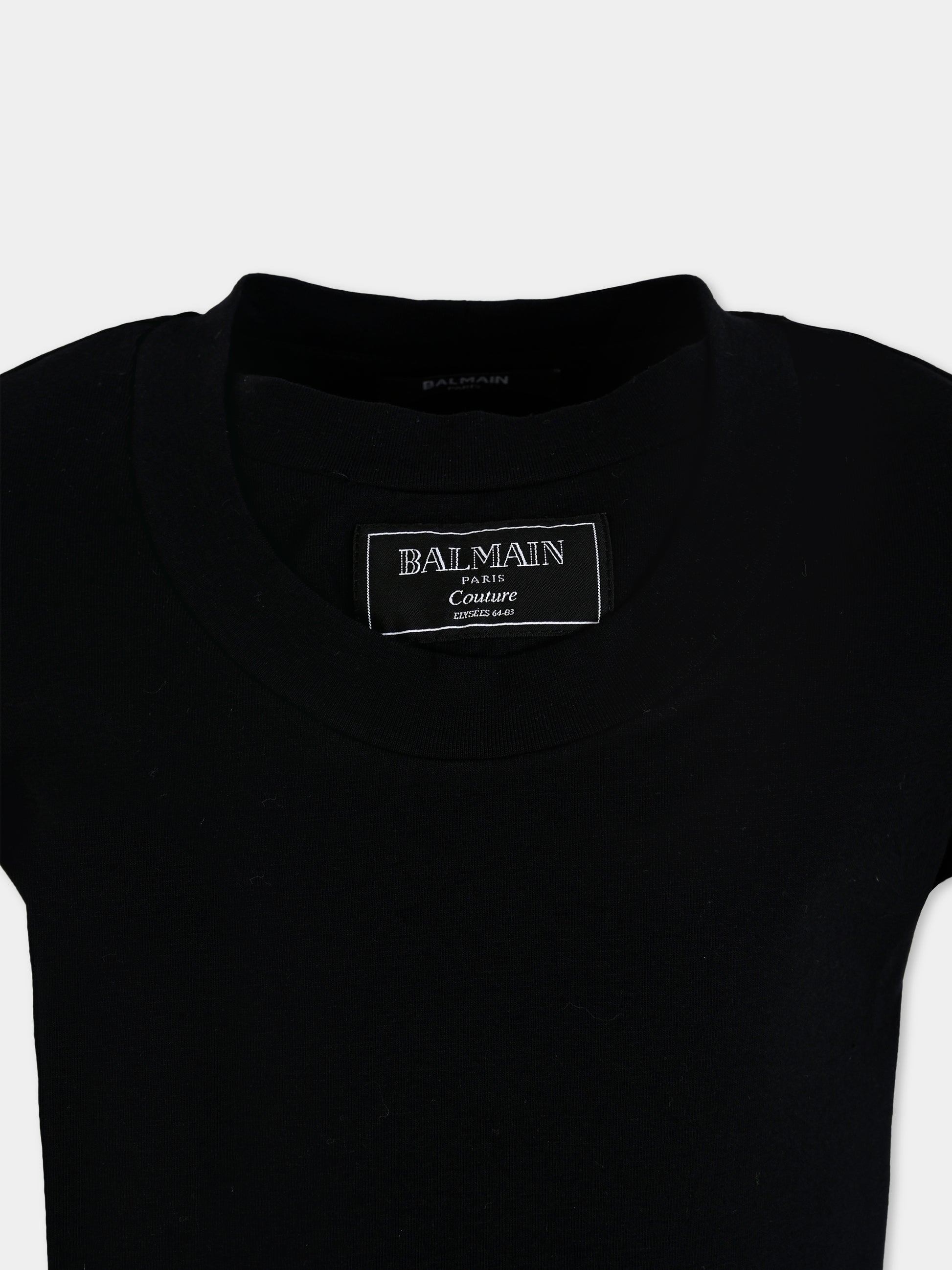 T-shirt nera per bambina con logo,Balmain Kids,BX8A41-Z3277 930