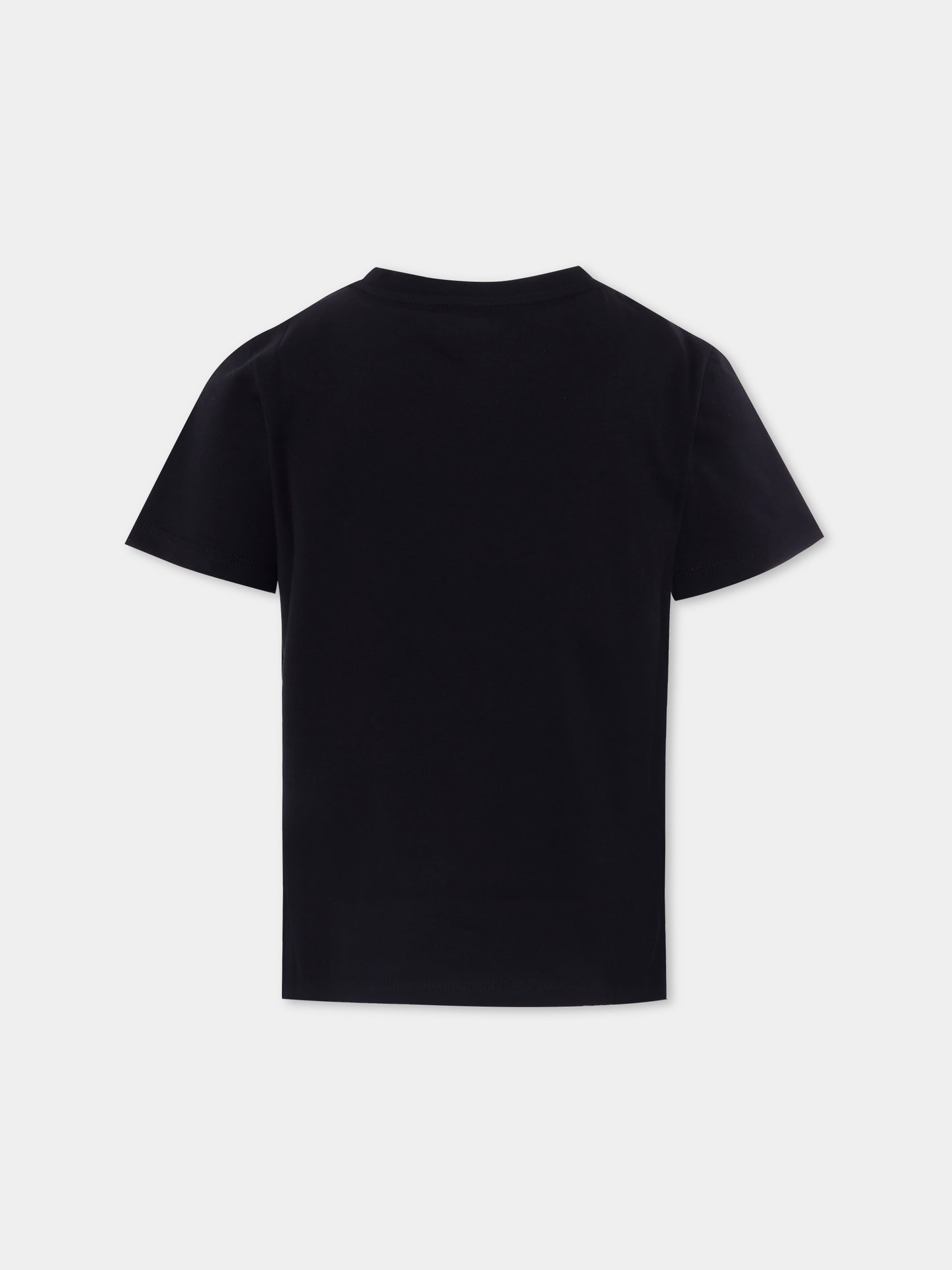 T-shirt nera per bambini con logo,Balmain Kids,BX8P11-Z3186 930BC