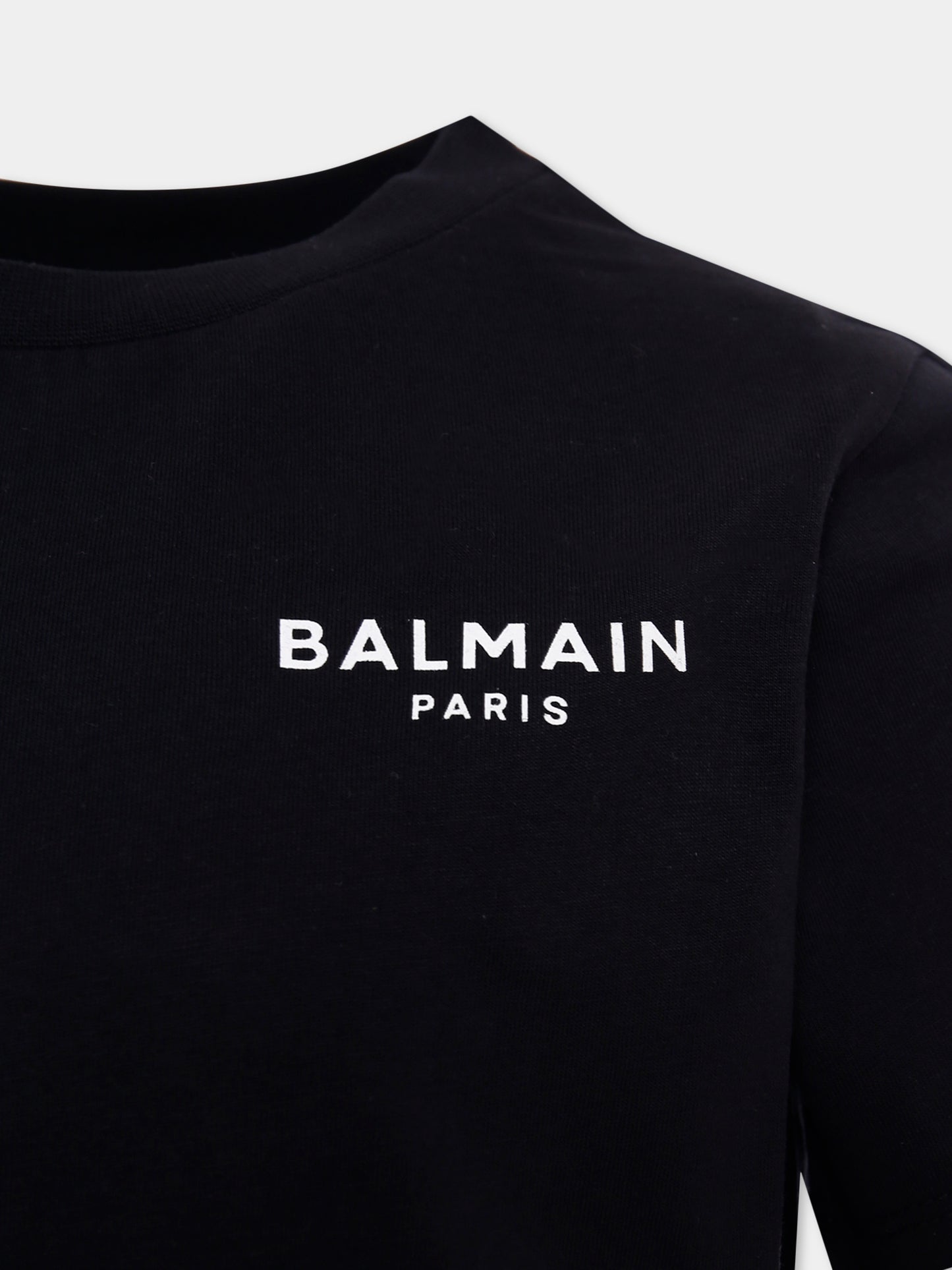 T-shirt nera per bambini con logo,Balmain Kids,BX8P11-Z3186 930BC