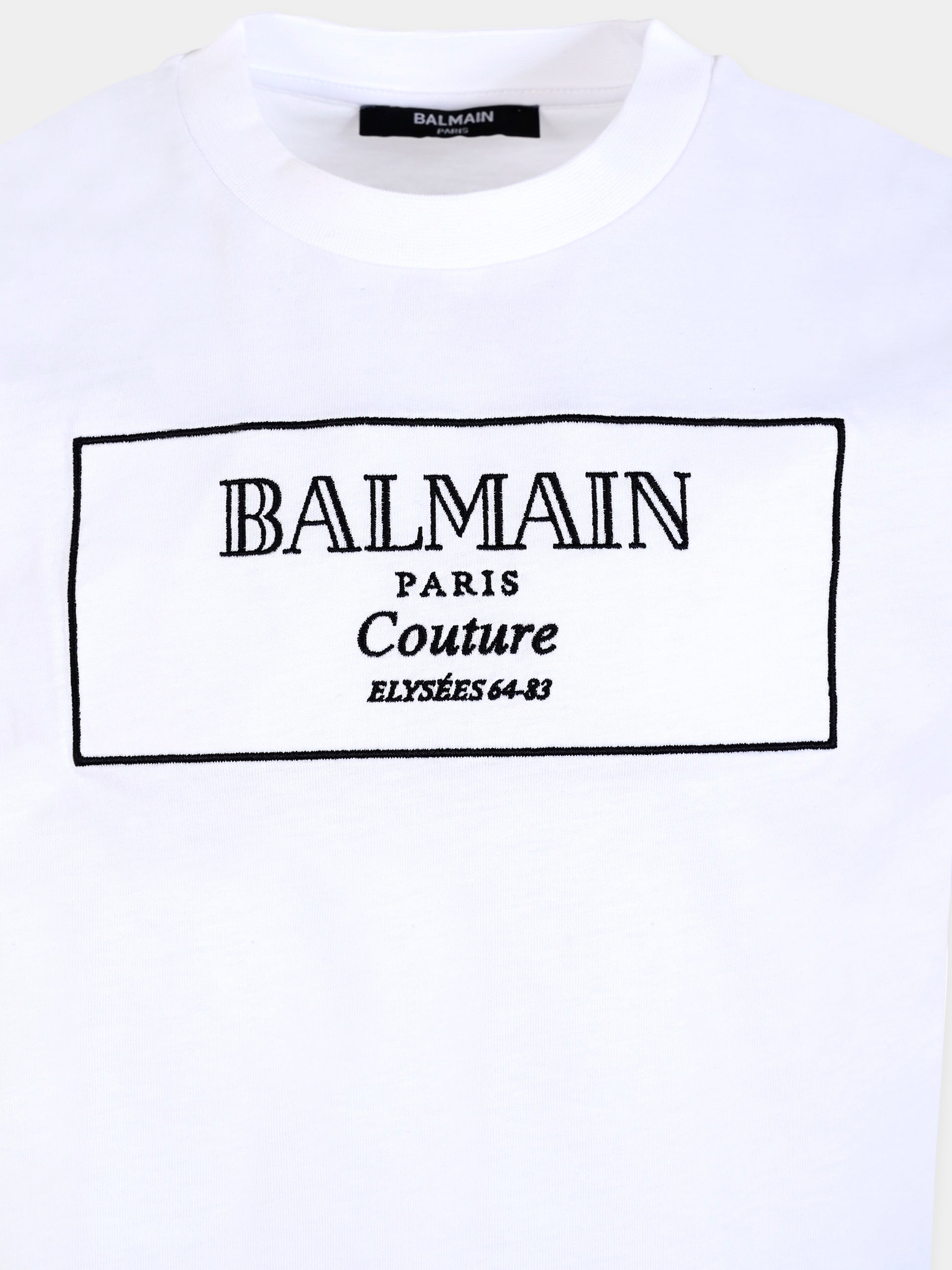 T-shirt bianca per bambini con logo ricamato,Balmain Kids,BX8P51-Z3186 100NE