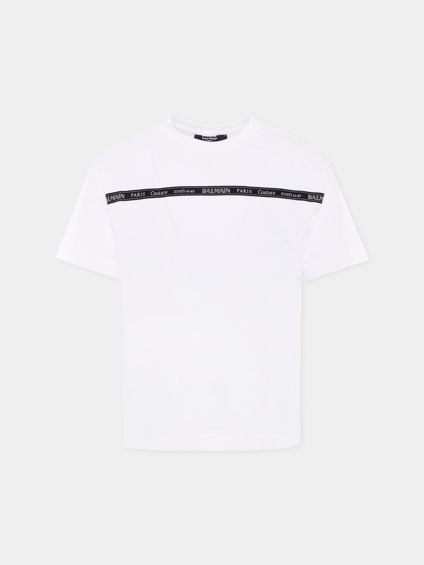 T-shirt bianca per bambini con logo,Balmain Kids,BX8P71-Z3186 100NE