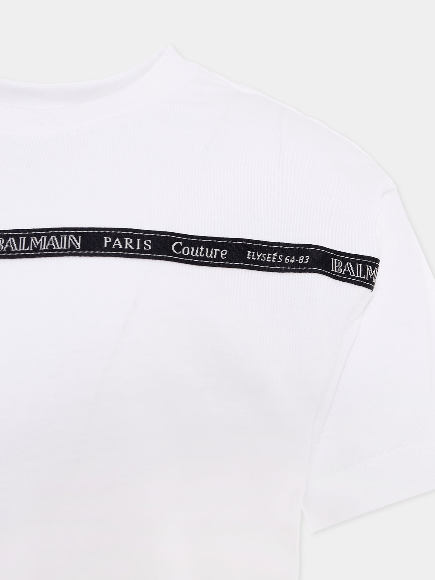 T-shirt bianca per bambini con logo,Balmain Kids,BX8P71-Z3186 100NE