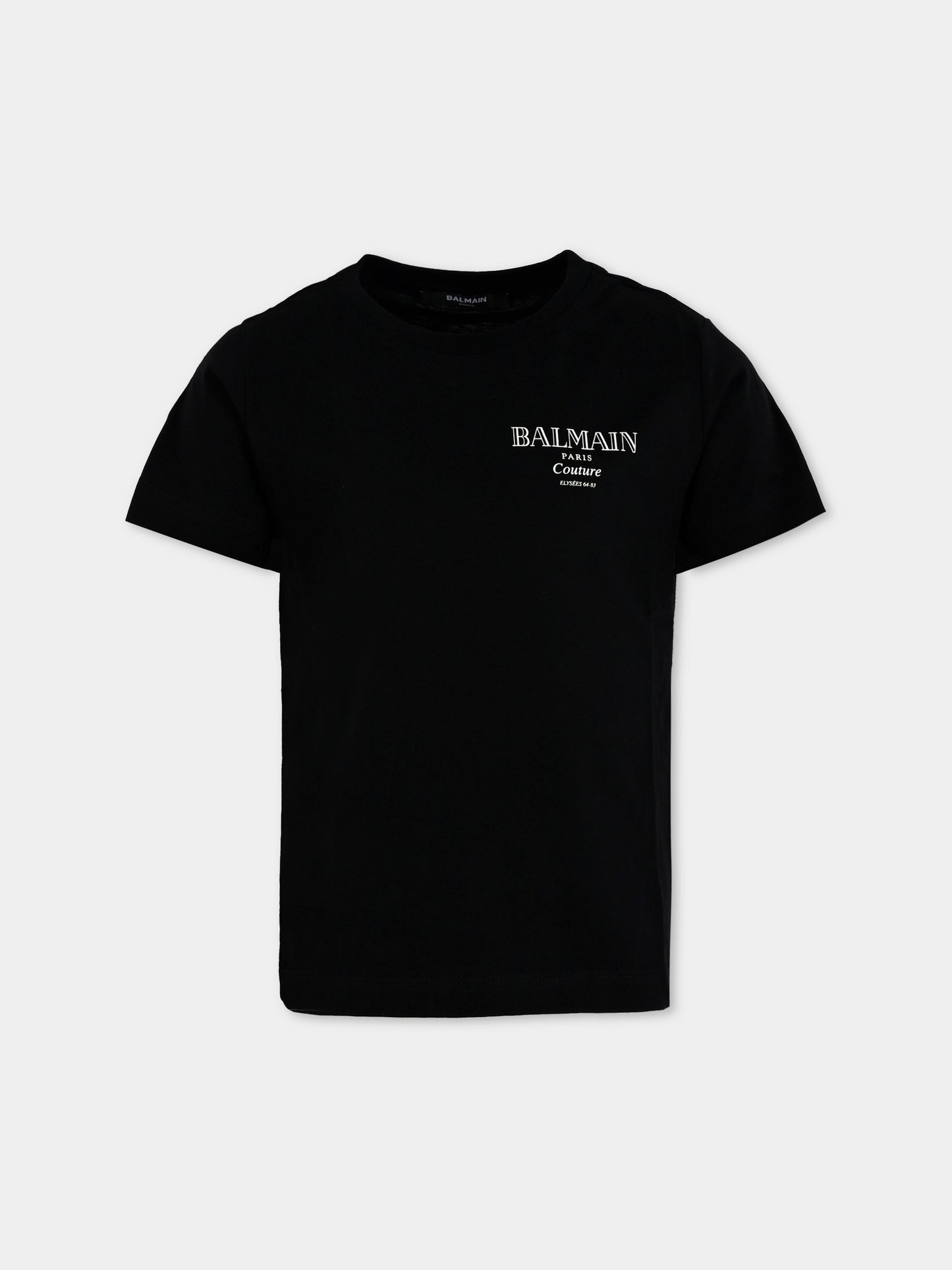 T-shirt nera per bambini con logo,Balmain Kids,BX8P91-Z3186 930BC