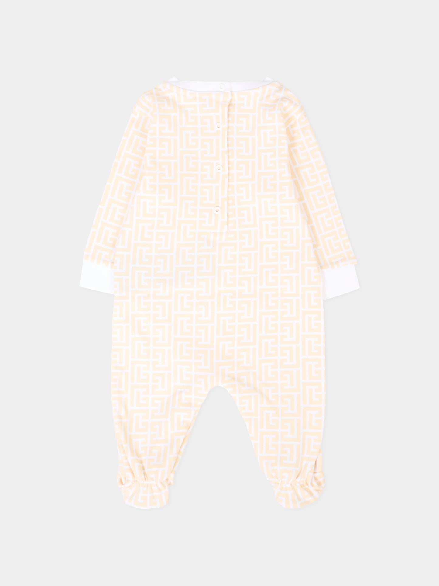 Set tutina beige per neonati con iconico labirinto,Balmain Kids,BXB51A-Z3503 109BC