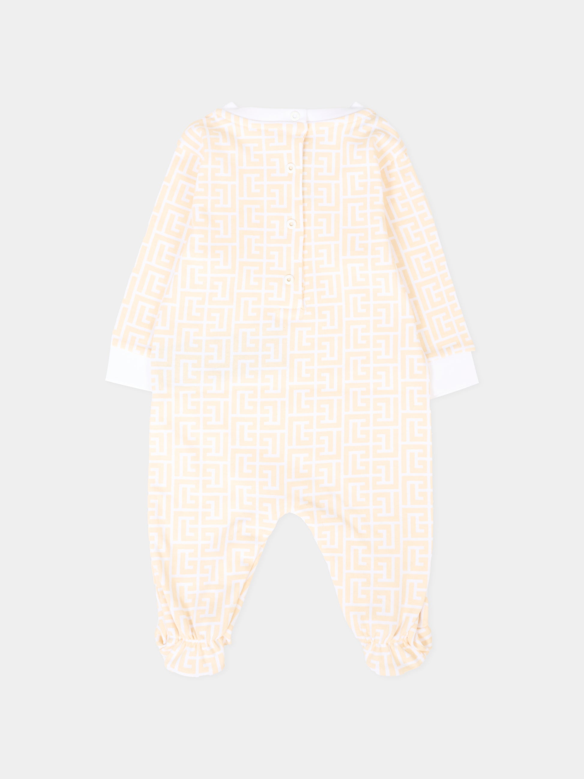 Set tutina beige per neonati con iconico labirinto,Balmain Kids,BXB51A-Z3503 109BC