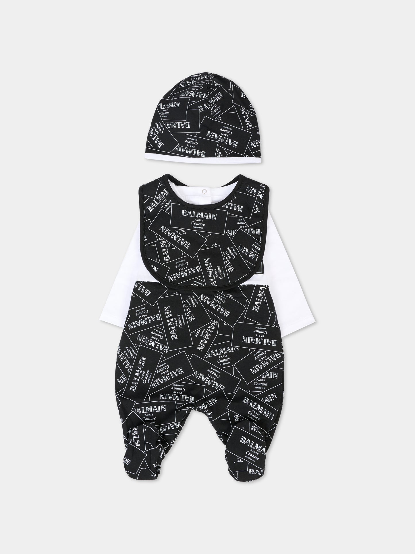Set tutina nero per neonati con logo,Balmain Kids,BXB57A-Z3332 930BC