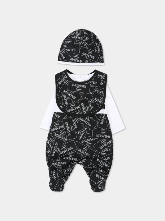 Set tutina nero per neonati con logo,Balmain Kids,BXB57A-Z3332 930BC
