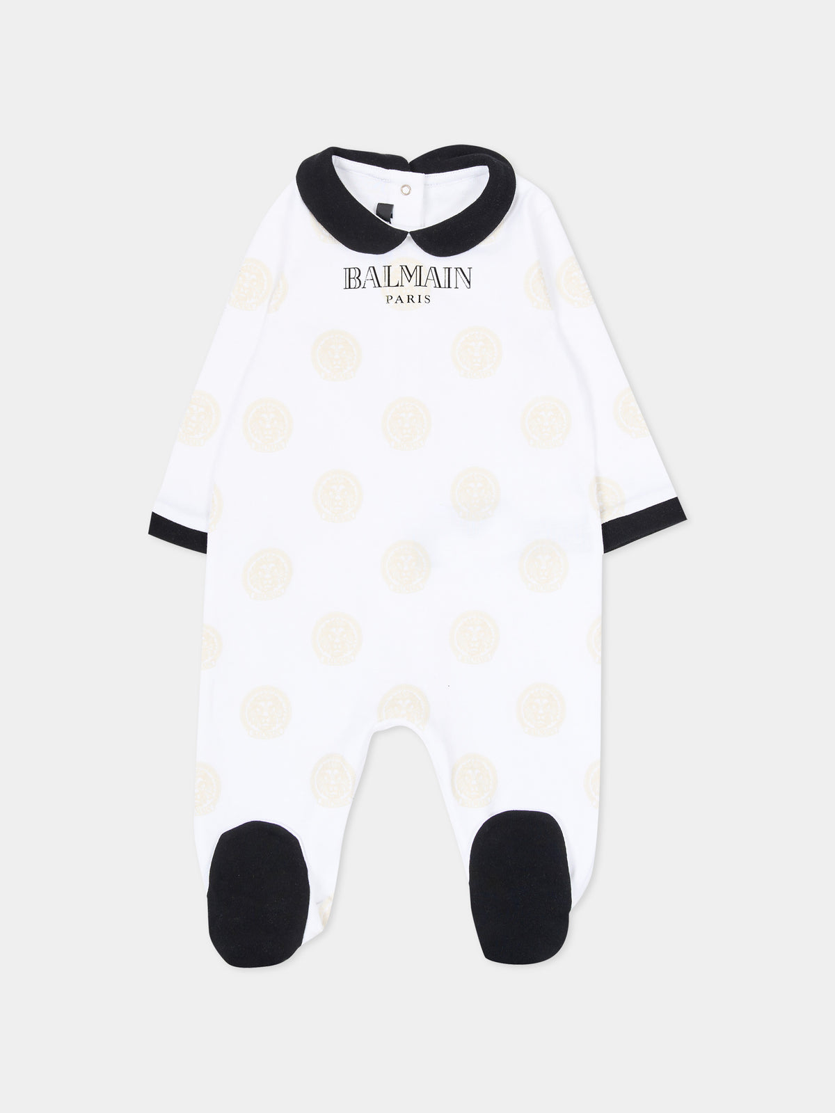 Set tutina bianco per neonati con logo e leone,Balmain Kids,BXB60A-Z3383 100NE