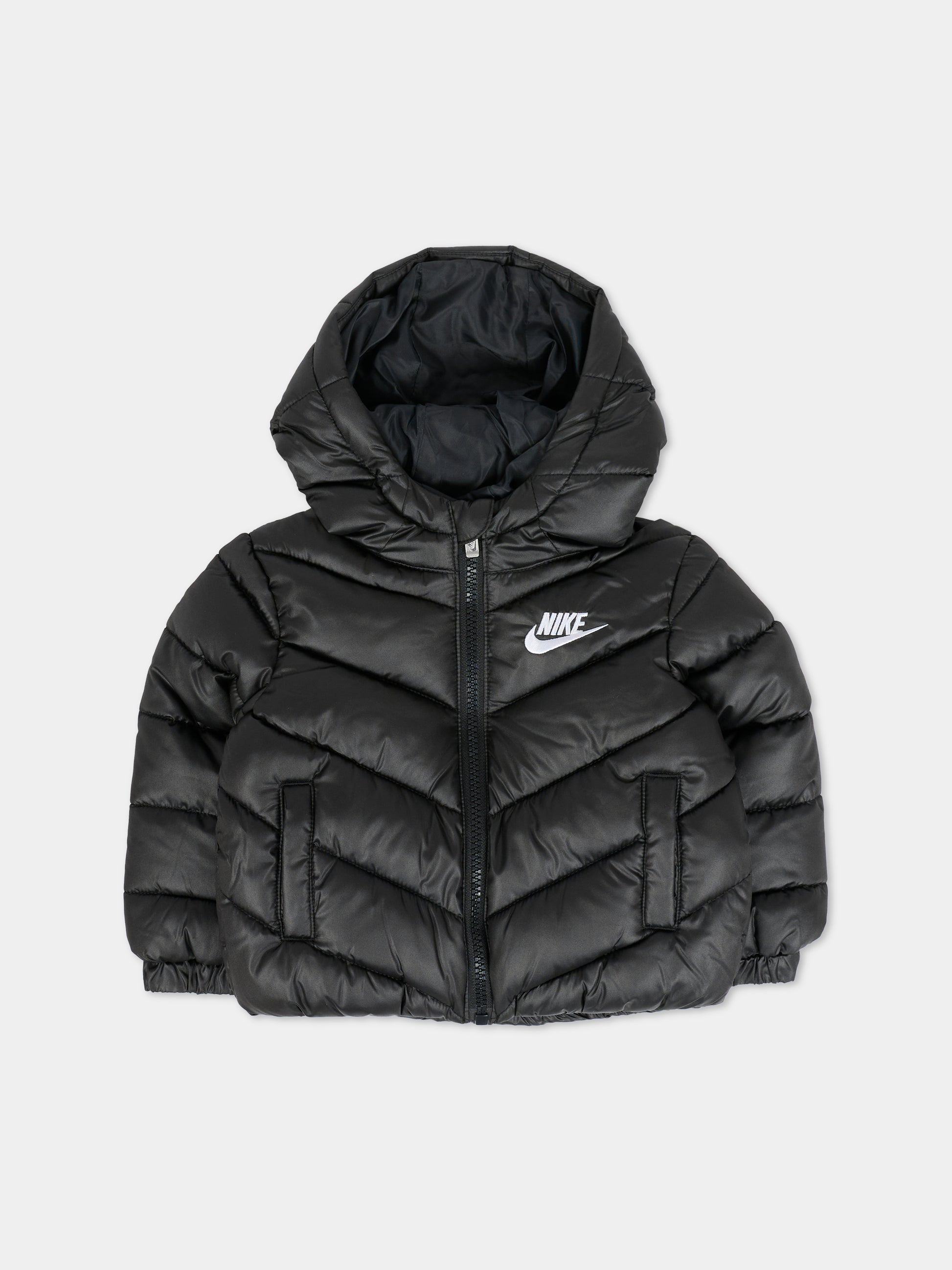 Piumino nero per neonati con logo,Nike,66N074 023
