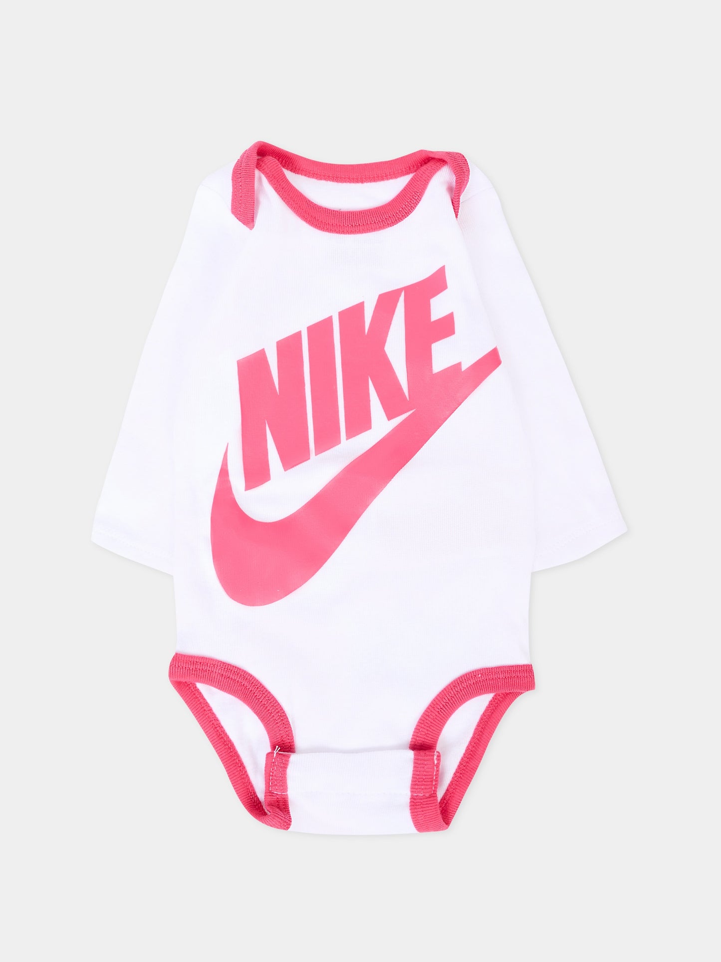 Set bianco per neonata con logo e Swoosh fucsia,Nike,LN0134 A9P