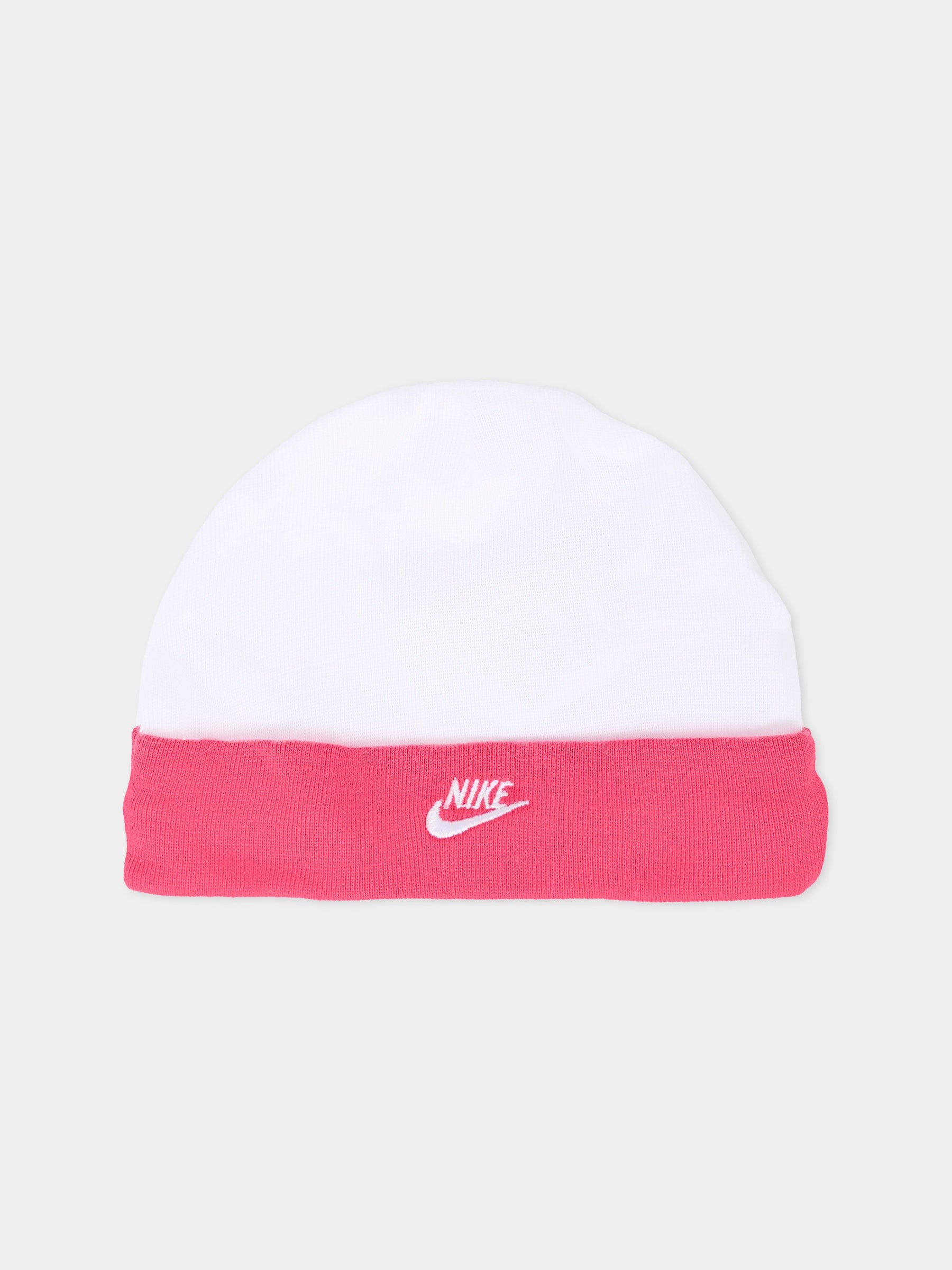 Set bianco per neonata con logo e Swoosh fucsia,Nike,LN0134 A9P
