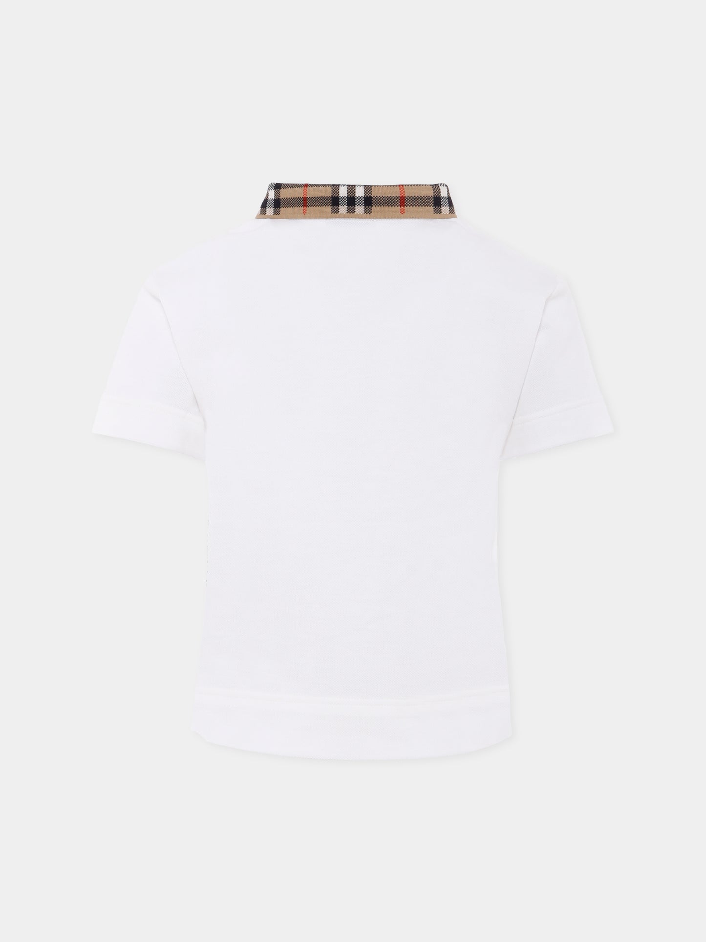 Polo bianca per bambino con check vintage,Burberry Kids,8105571 A1464
