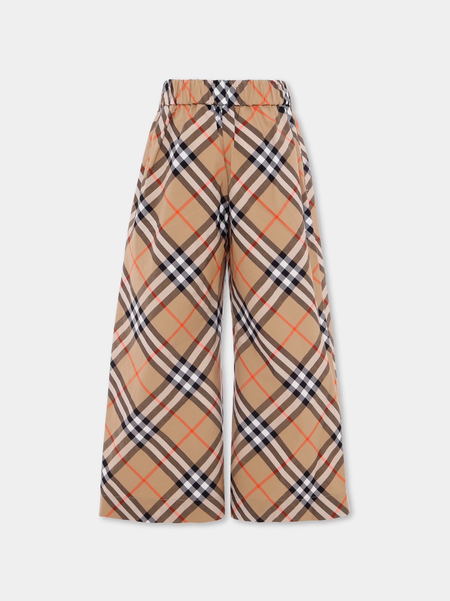 Pantaloni beige per bambina con check vintage,Burberry Kids,8108018 B9368