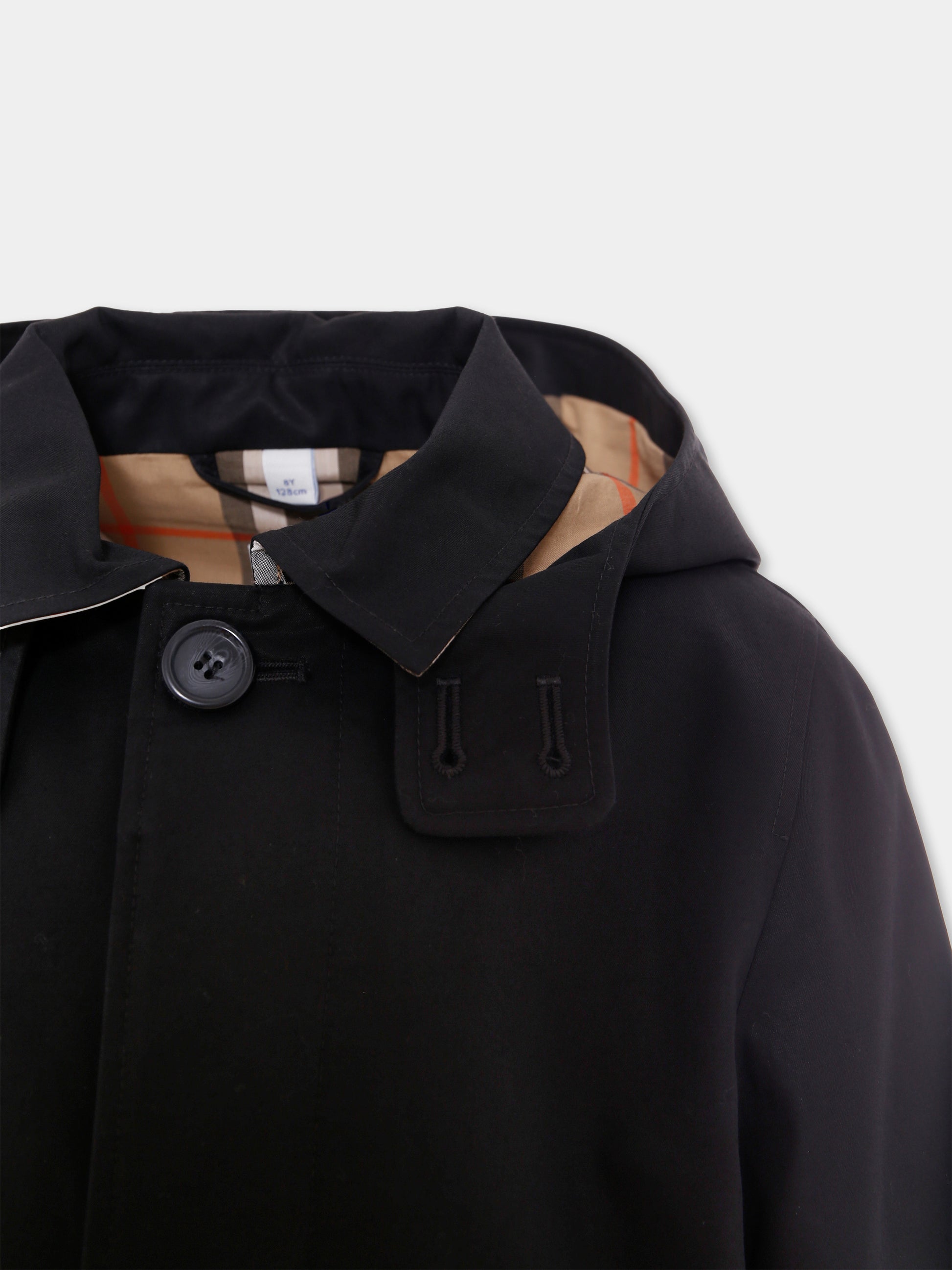 Impermeabile nero per bambini con check vintage,Burberry Kids,8109261 A1189