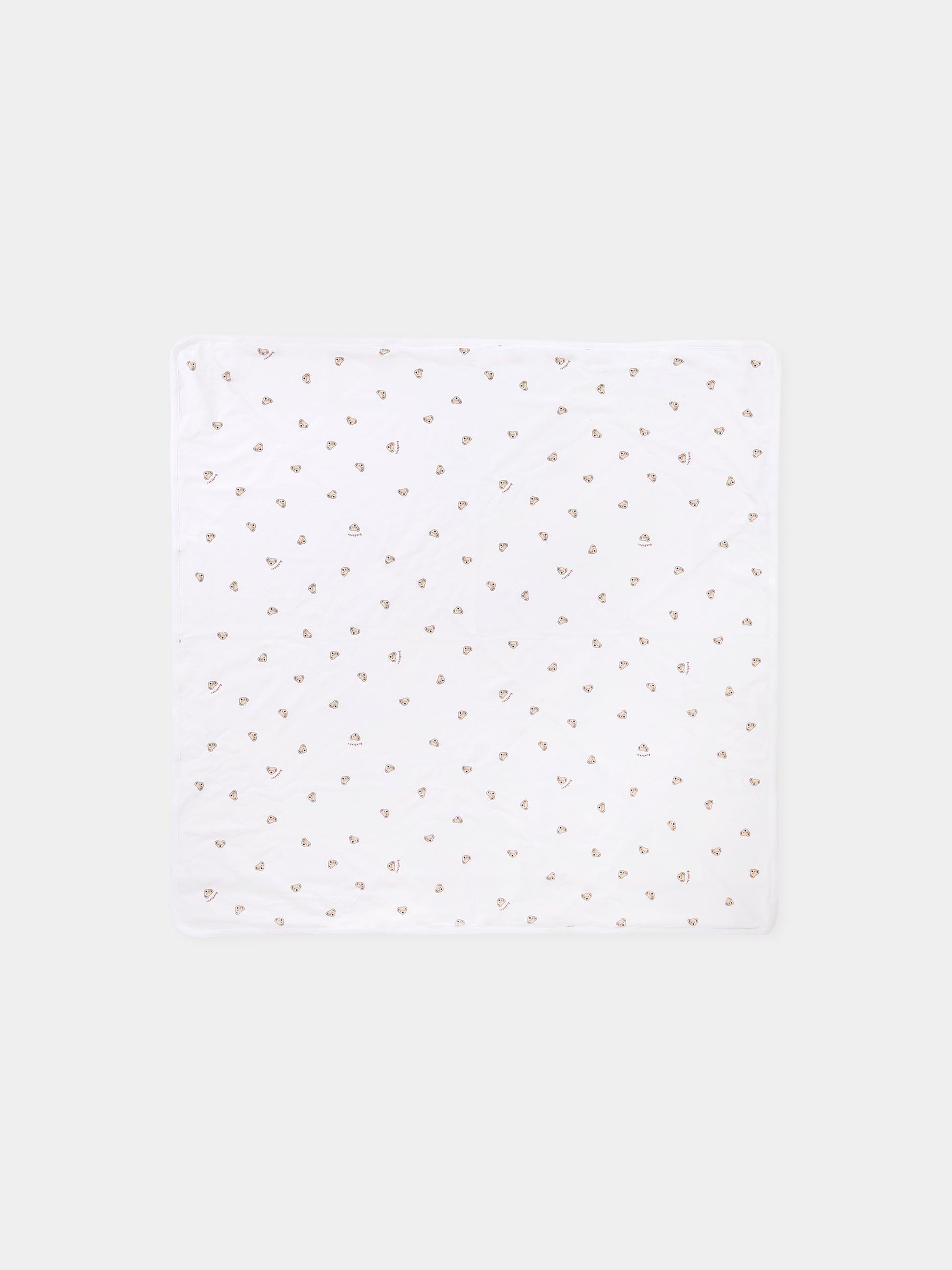 Coperta bianca per neonati con orsetto,Burberry Kids,8109288 A1464