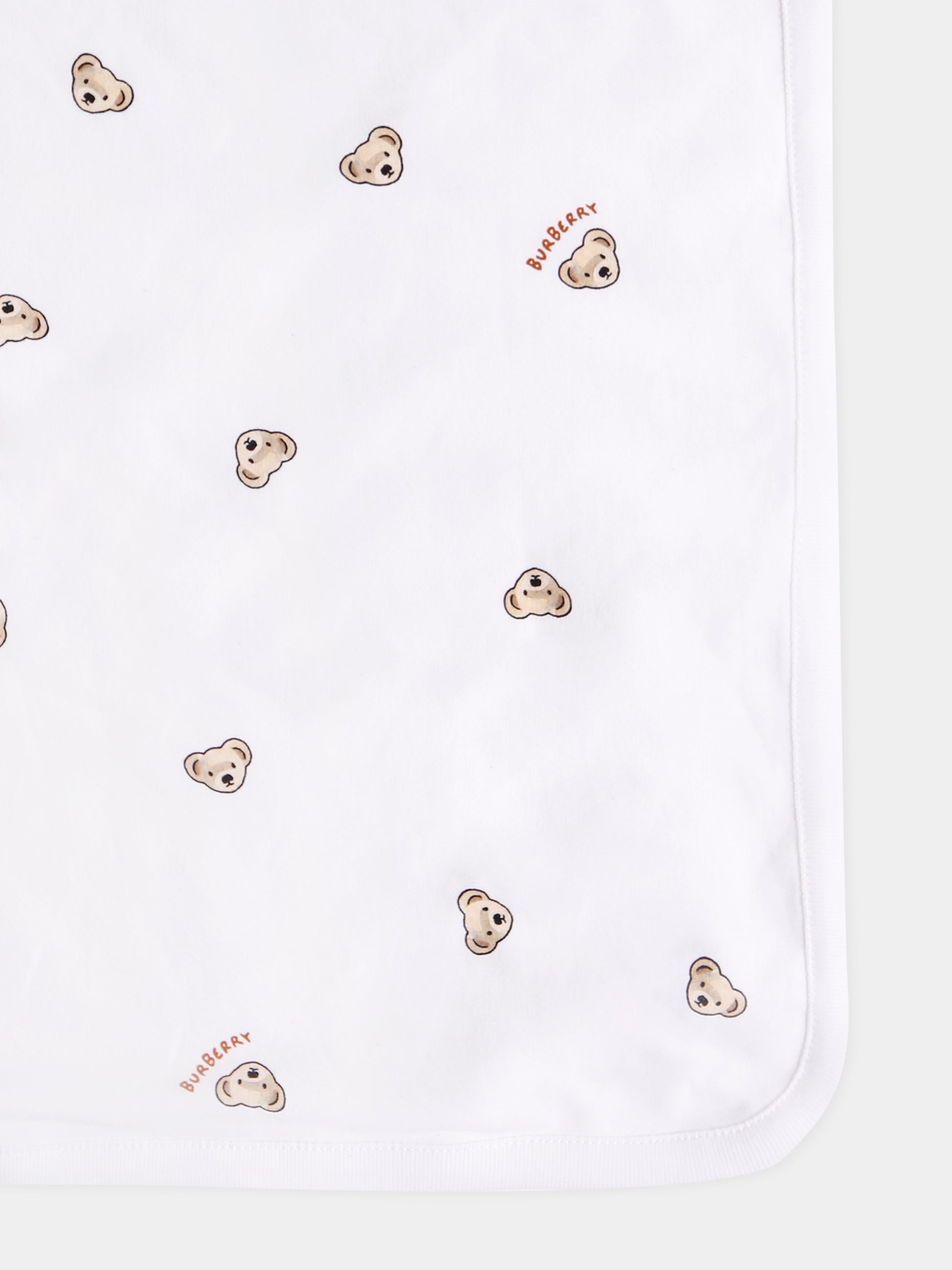 Coperta bianca per neonati con orsetto,Burberry Kids,8109288 A1464