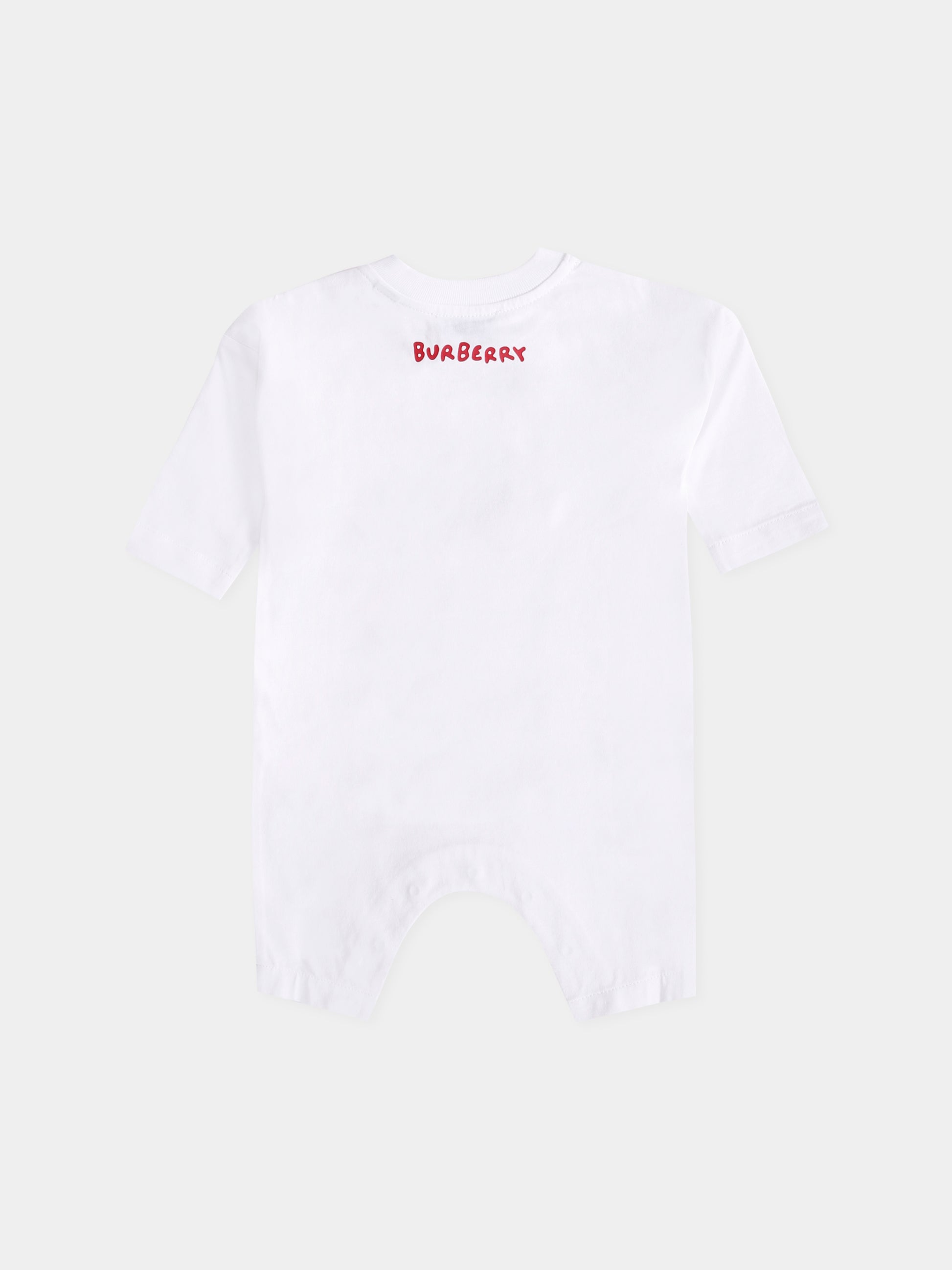 Tutina bianca per neonati con orsetto,Burberry Kids,8109292 A1464