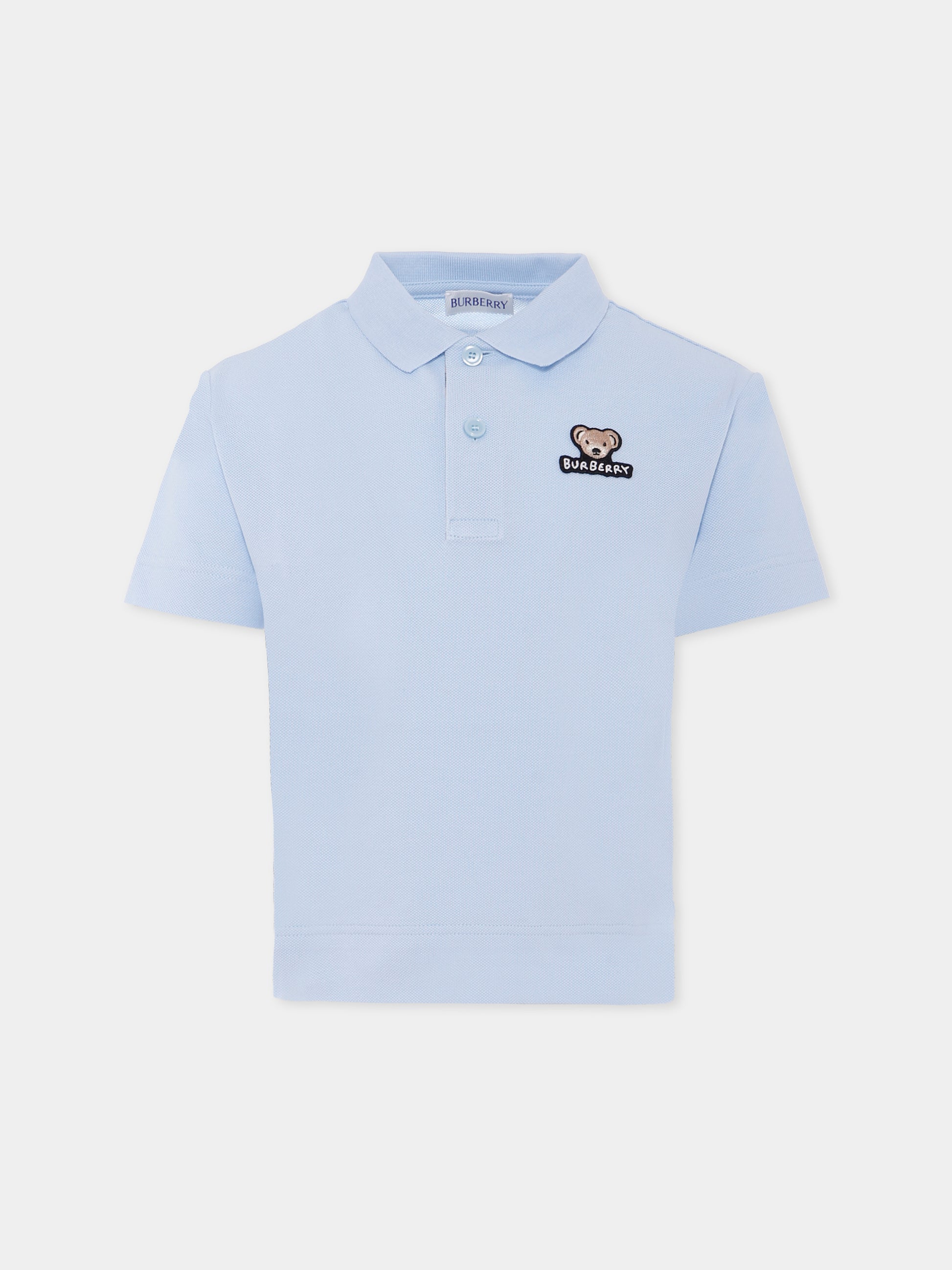Polo azzurra per bambino con orsetto,Burberry Kids,8111912 A3326