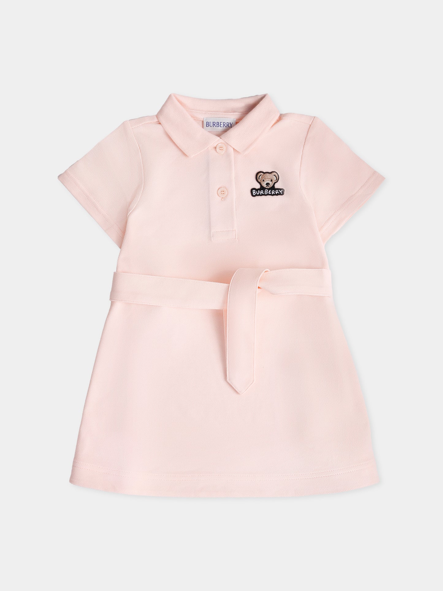 Vestito rosa per neonata con orsetto,Burberry Kids,8112518 A4651