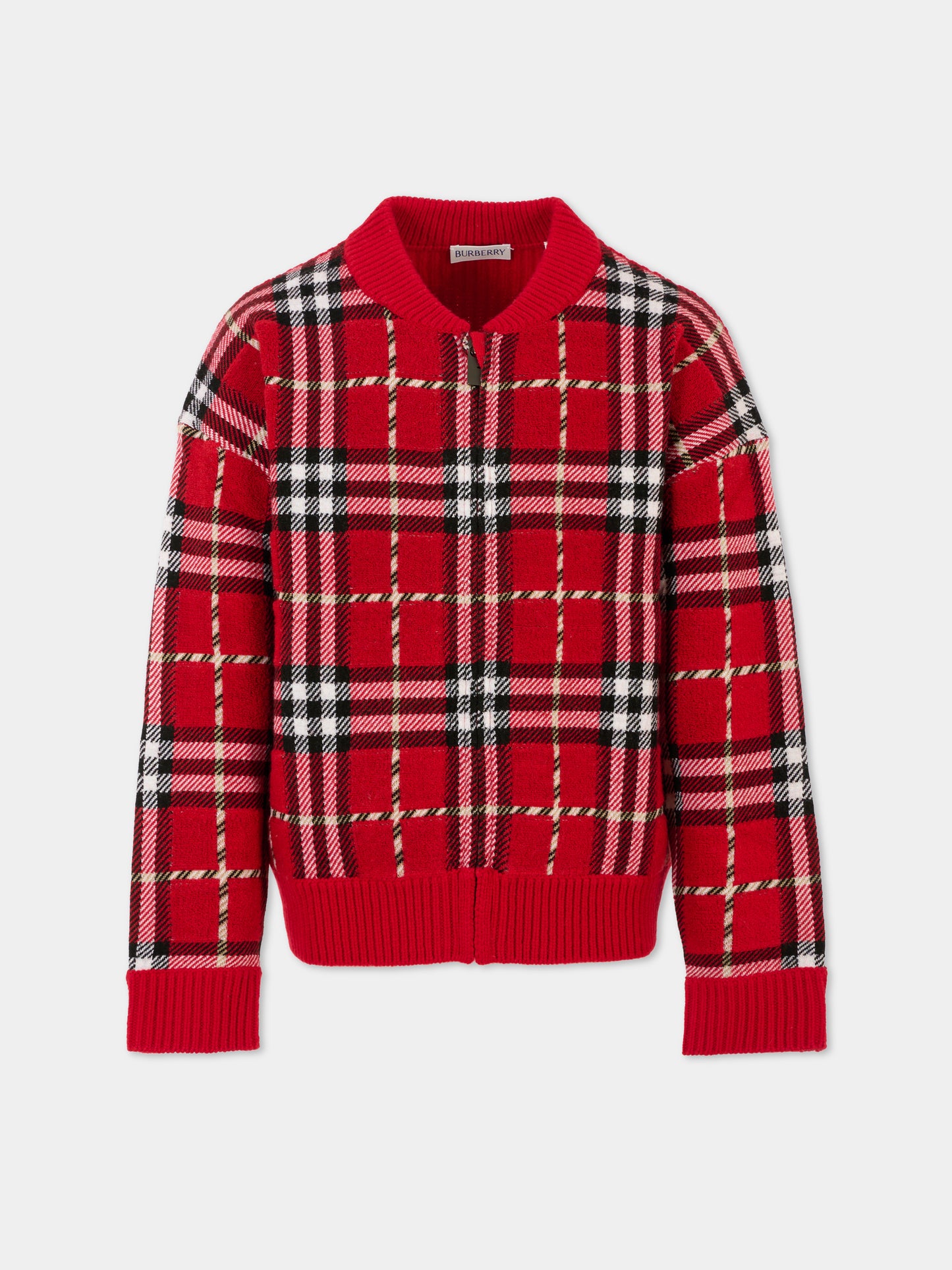 Maglione rosso per bambini con motivo tartan,Burberry Kids,8109461 C2960