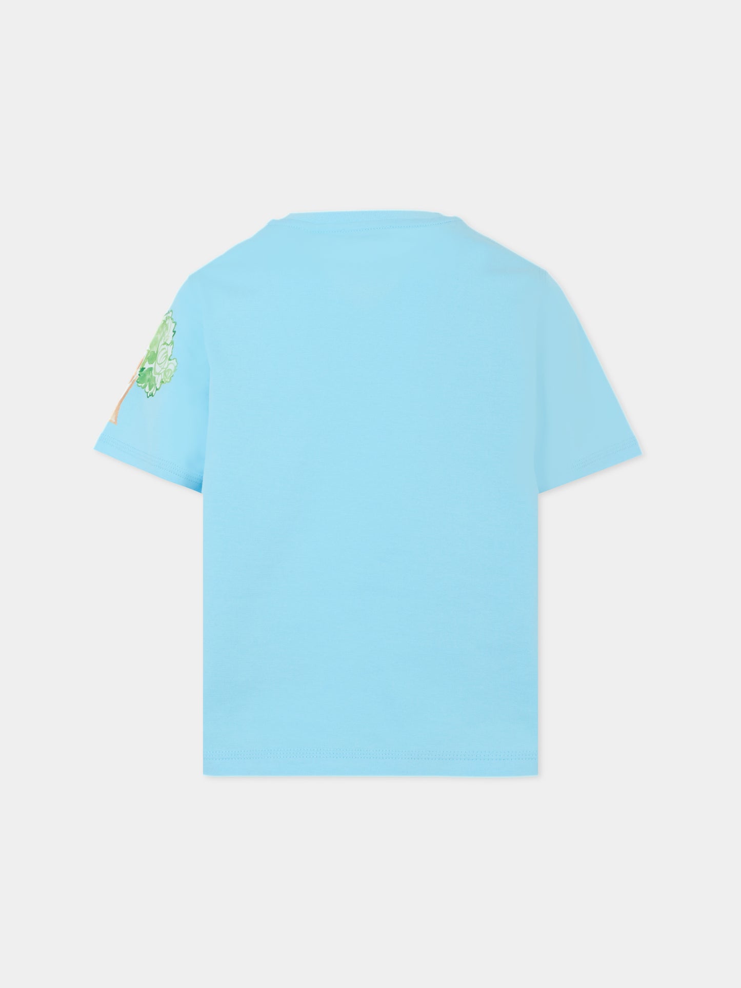 T-shirt azzurra per bambini con bus rosso e ombrello,Burberry Kids,8109526 C3044