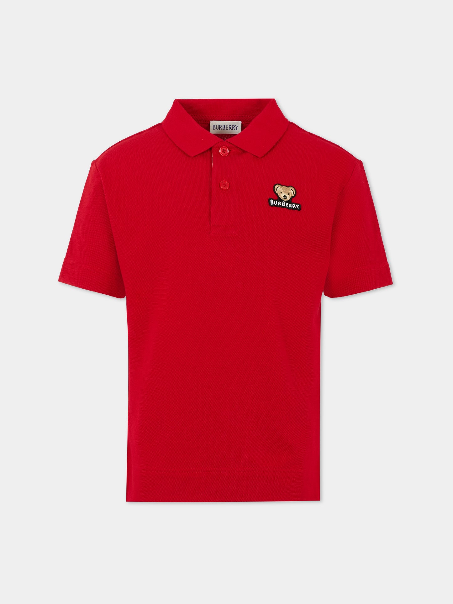 Polo rossa per bambino con Thomas Bear,Burberry Kids,8111911 A4535