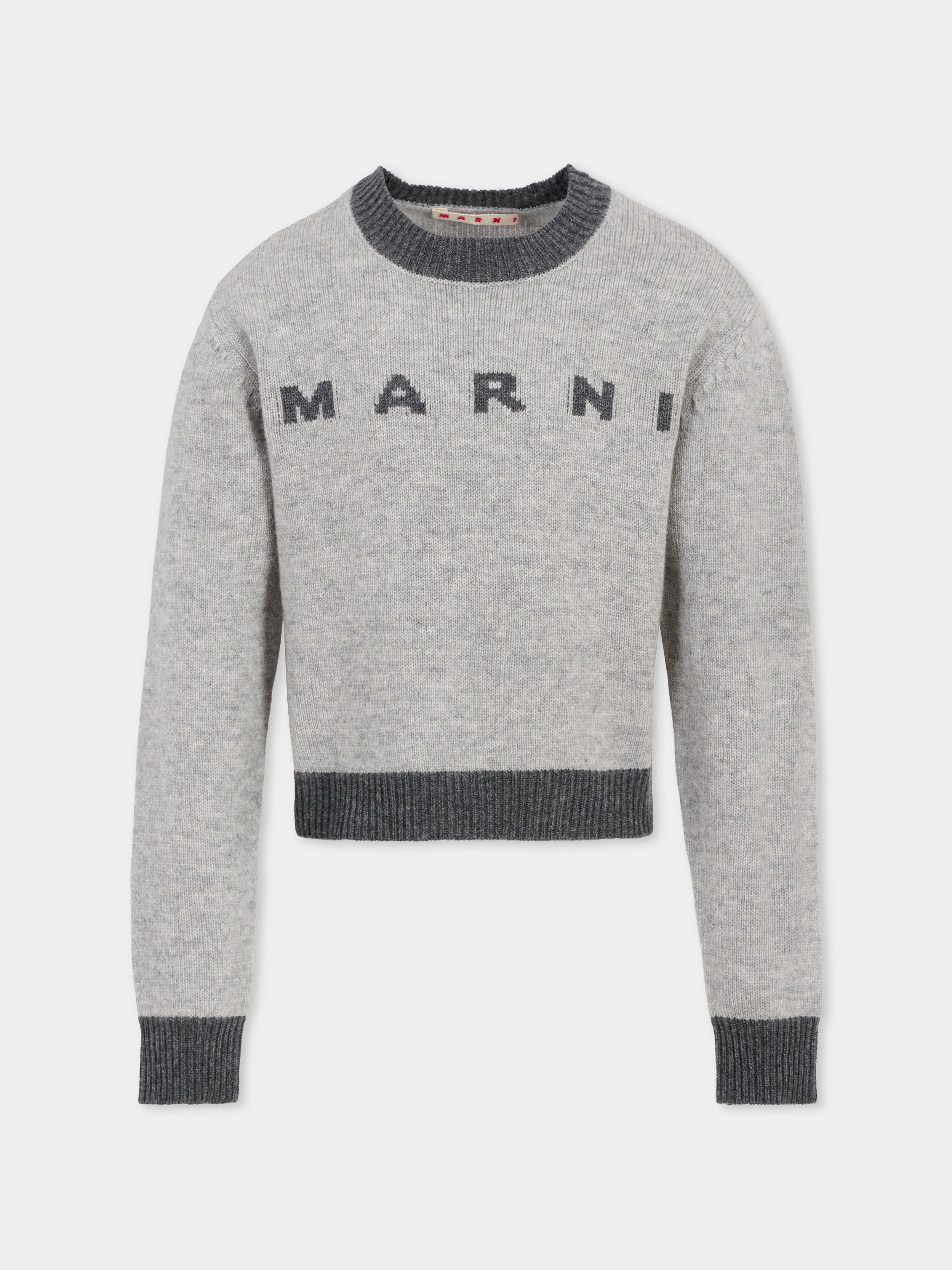 Maglione grigio per bambina con logo,Marni Kids,M00993 M00ML 0M923