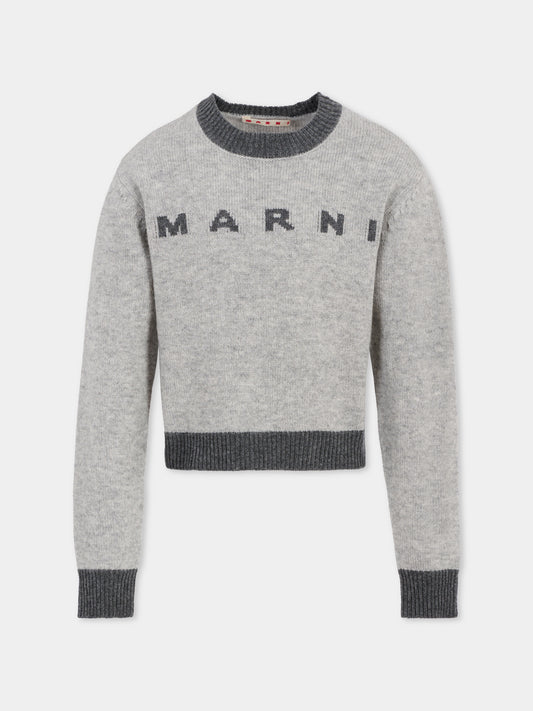 Maglione grigio per bambina con logo,Marni Kids,M00993 M00ML 0M923