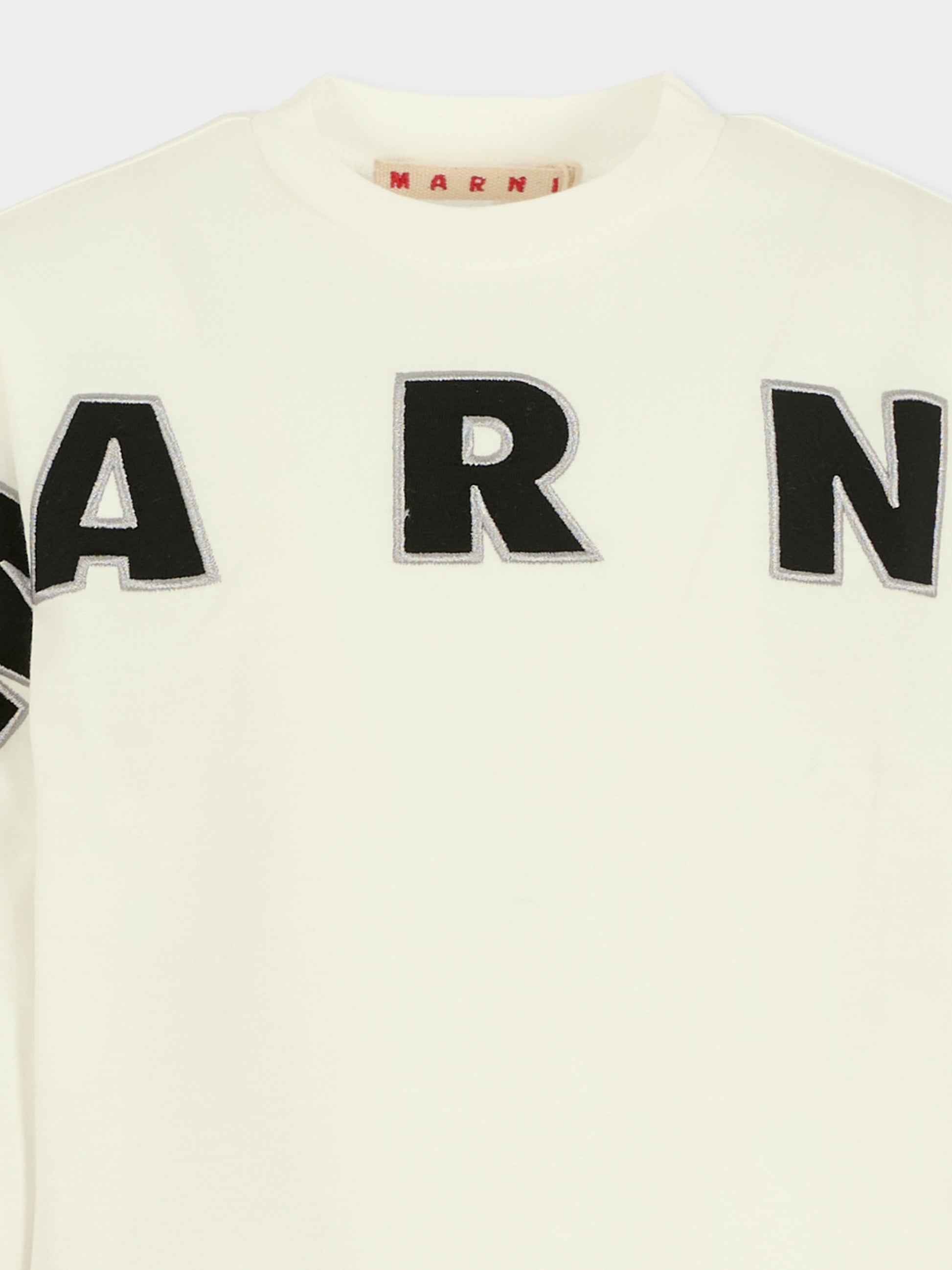 T-shirt bianca per bambina con logo,Marni Kids,M01263 M00RF 0M114
