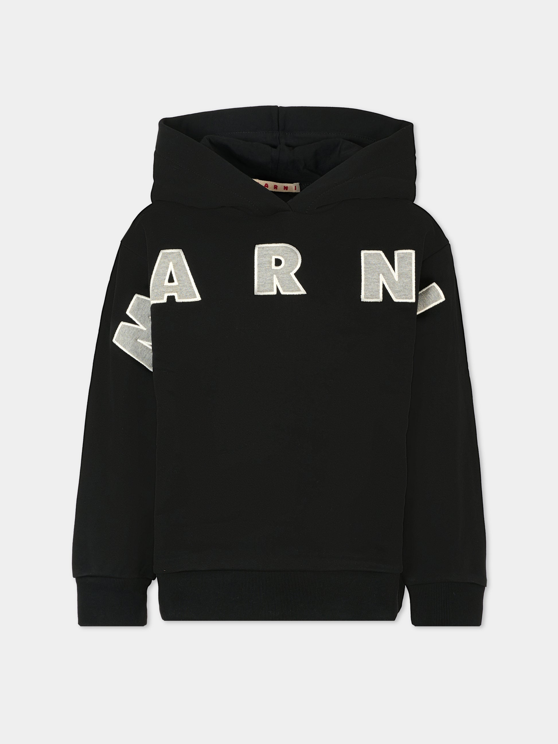 Felpa nera per bambini con logo,Marni Kids,M01266 M00V0 0M90D