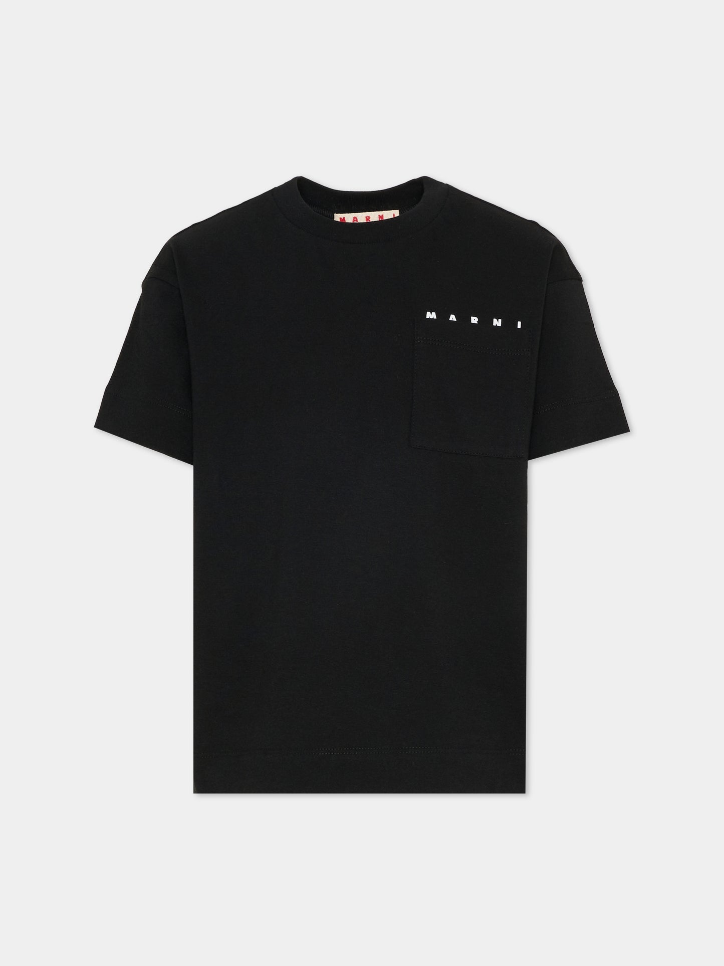 T-shirt nera per bambini con logo,Marni Kids,M01415 M00RF 0M900